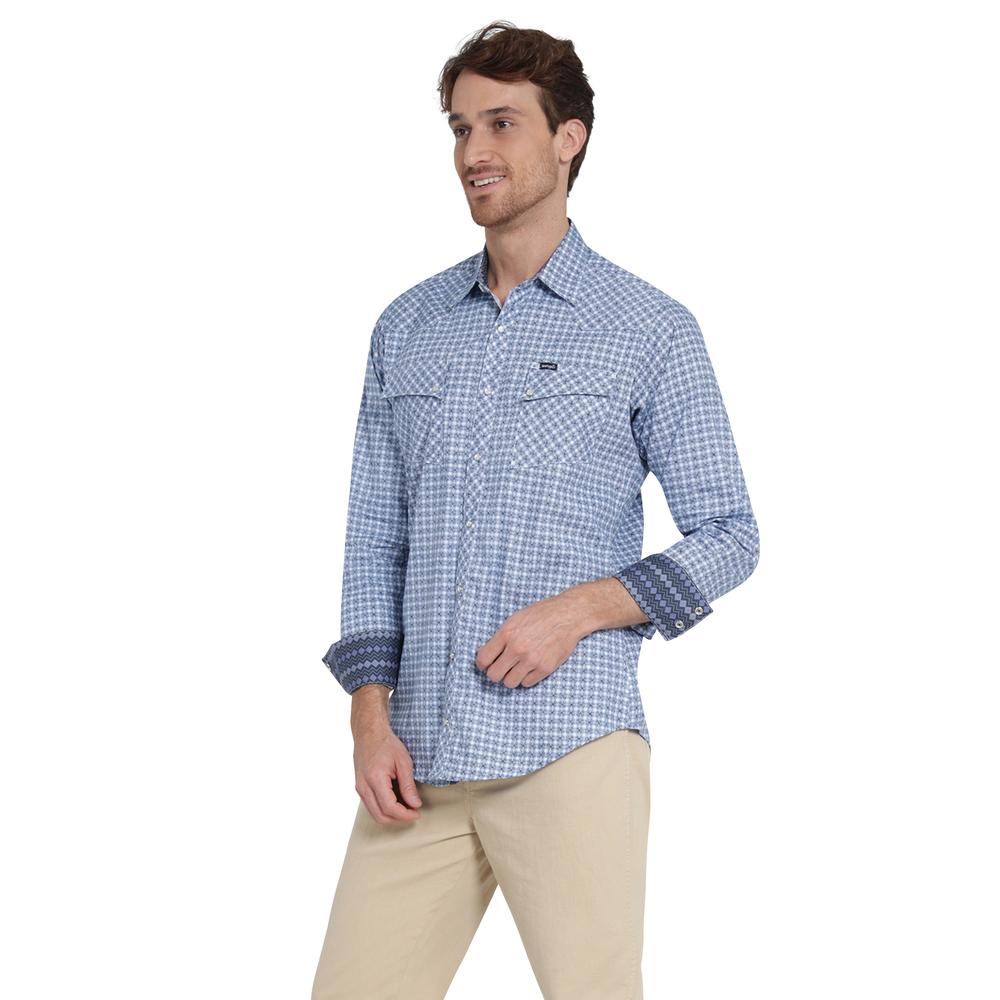 Foto 3 pulgar | Camisa Vaquera Wrangler Slim Fit Manga Larga 406 Azul