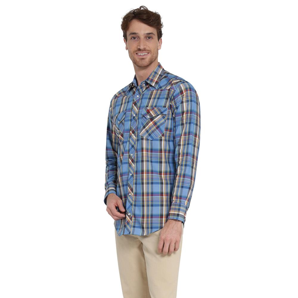 Foto 3 pulgar | Camisa Vaquera Wrangler Slim Fit Manga Larga 408 Azul