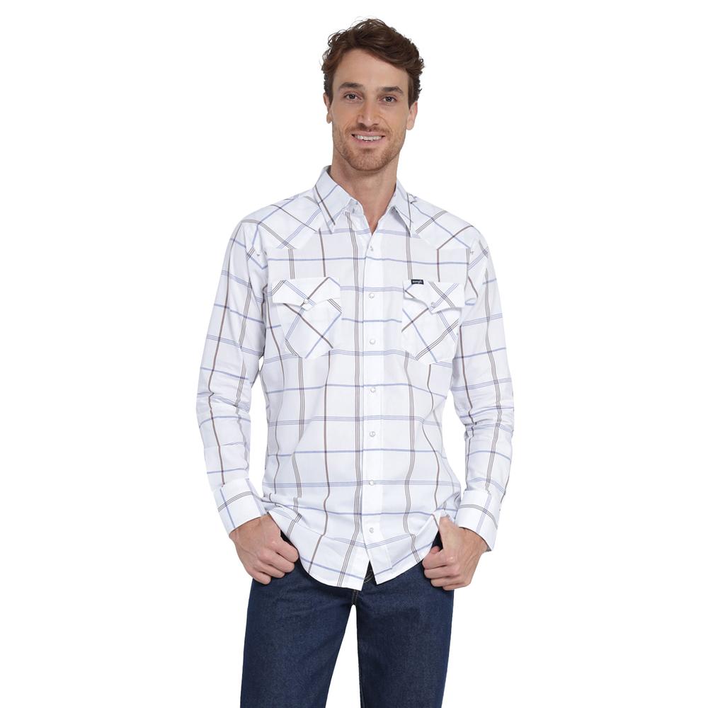 Foto 2 pulgar | Camisa Vaquera Wrangler Regular Fit Manga Larga 412 Blanco para Hombre