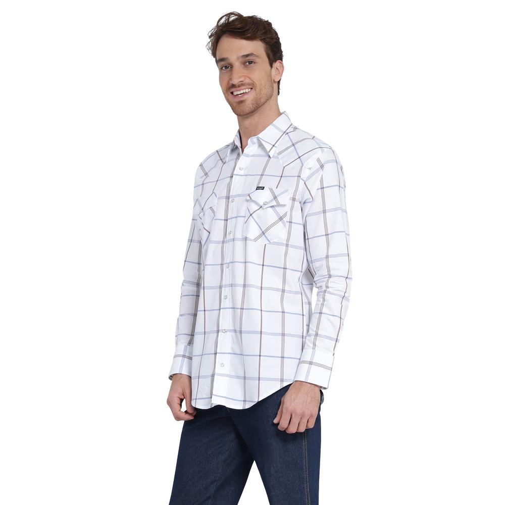 Foto 3 pulgar | Camisa Vaquera Wrangler Regular Fit Manga Larga 412 Blanco para Hombre