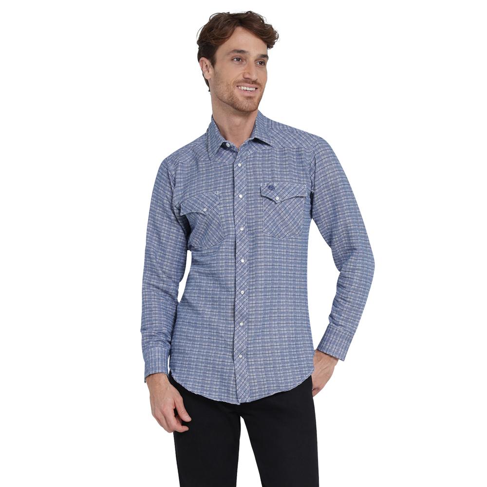 Foto 2 pulgar | Camisa Vaquera Wrangler Slim Fit Manga Larga Azul para Hombre