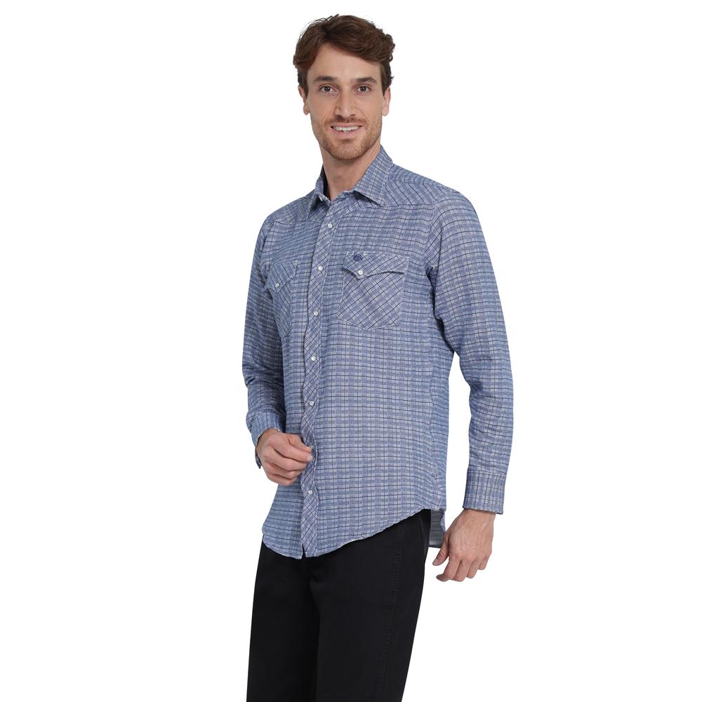 Foto 3 pulgar | Camisa Vaquera Wrangler Slim Fit Manga Larga Azul para Hombre