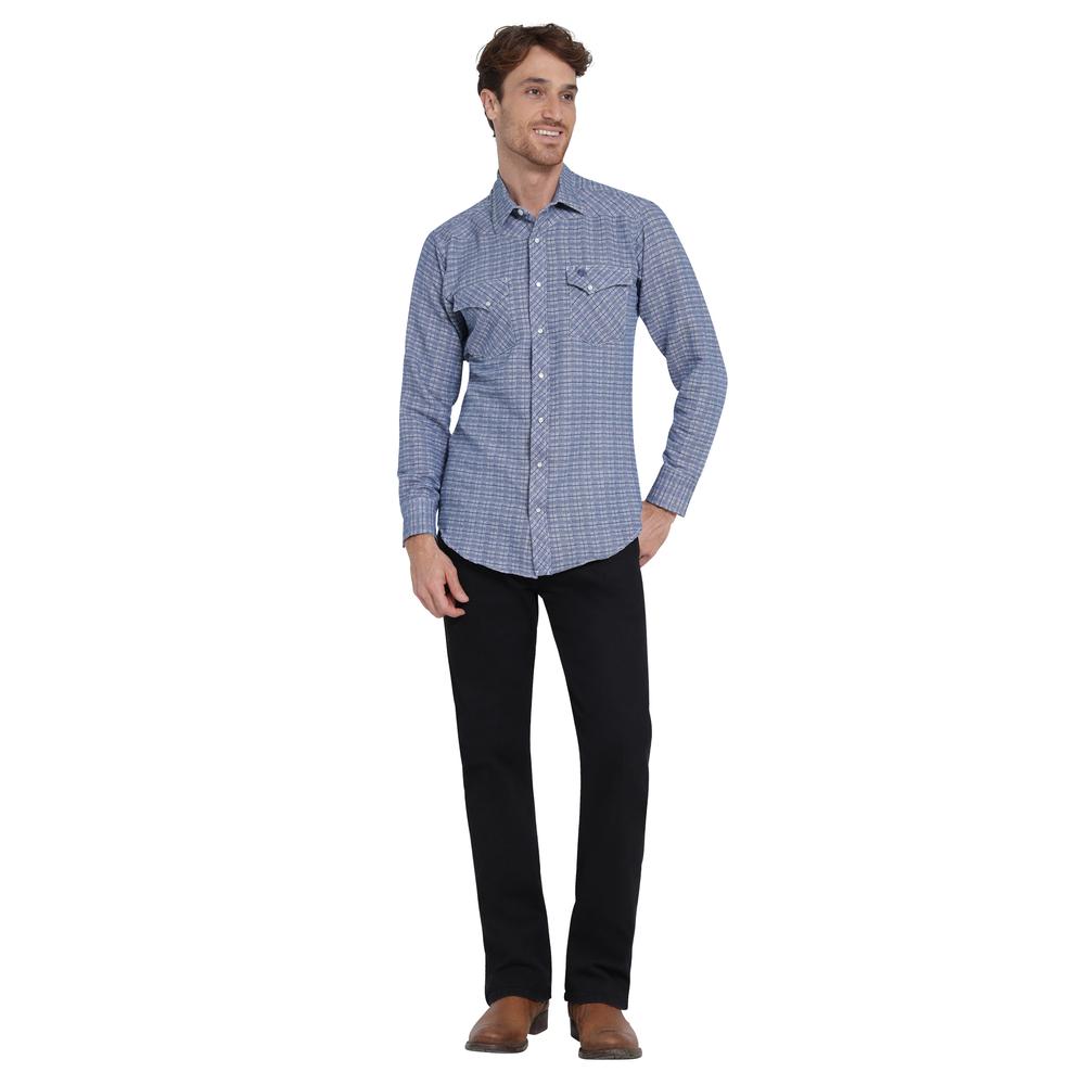 Foto 5 pulgar | Camisa Vaquera Wrangler Slim Fit Manga Larga Azul para Hombre