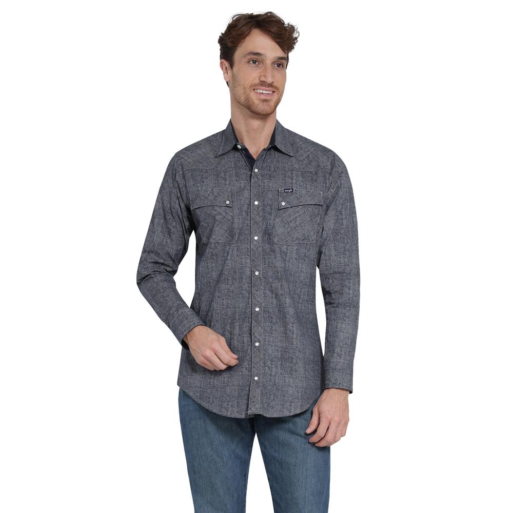 Foto 2 pulgar | Camisa Vaquera Wrangler Slim Fit Manga Larga 413 Gris