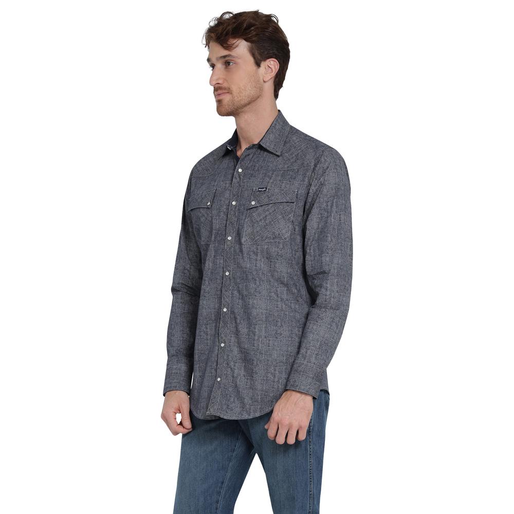 Foto 3 pulgar | Camisa Vaquera Wrangler Slim Fit Manga Larga 413 Gris