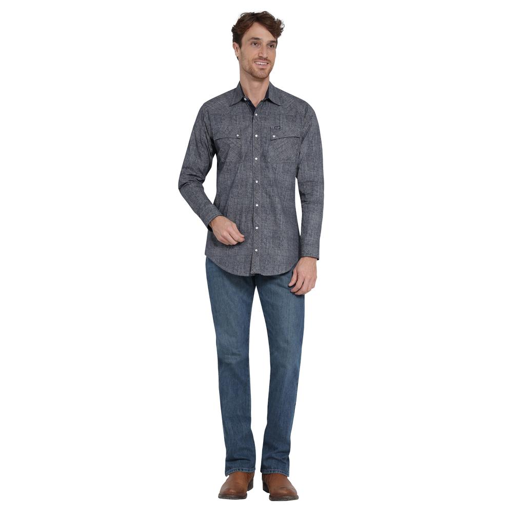 Foto 5 pulgar | Camisa Vaquera Wrangler Slim Fit Manga Larga 413 Gris