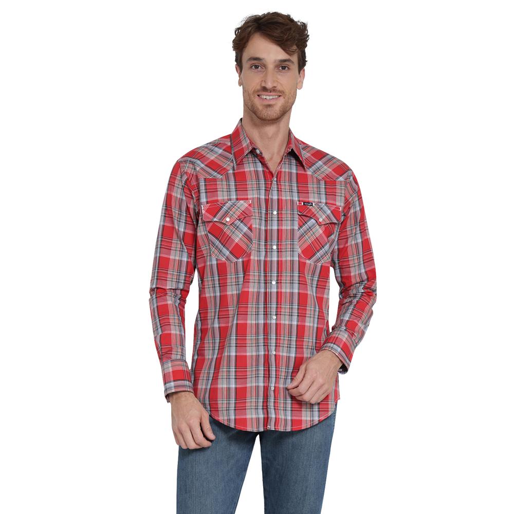 Foto 2 pulgar | Camisa Vaquera Wrangler Regular Fit Manga Larga 410 Rojo para Hombre