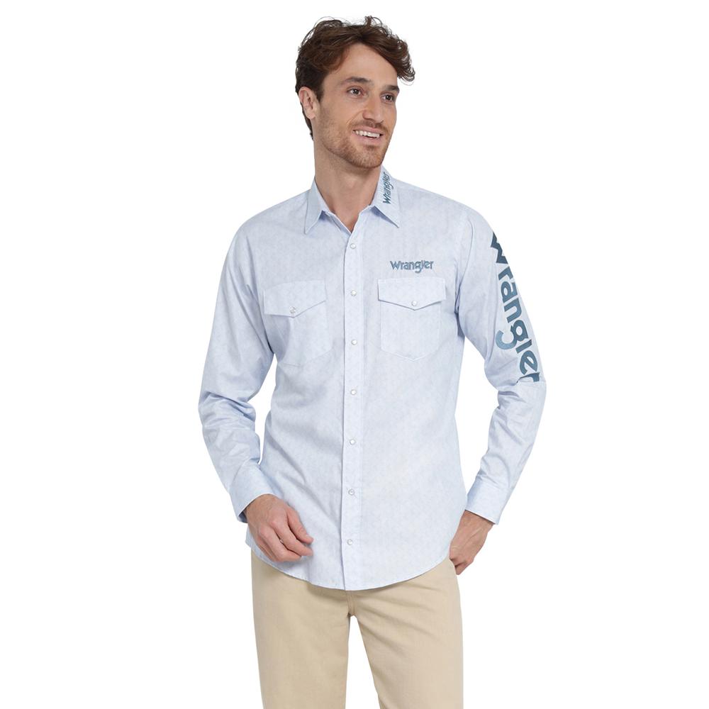 Camisa Vaquera Wrangler Regular Fit Manga Larga 403 Azul Cielo