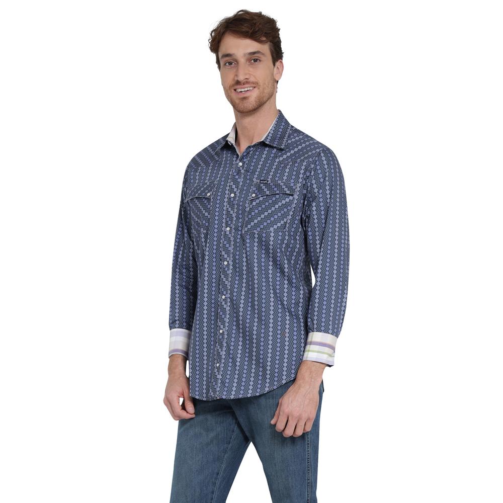 Foto 3 pulgar | Camisa Vaquera Wrangler Slim Fit Manga Larga 411 Azul para Hombre