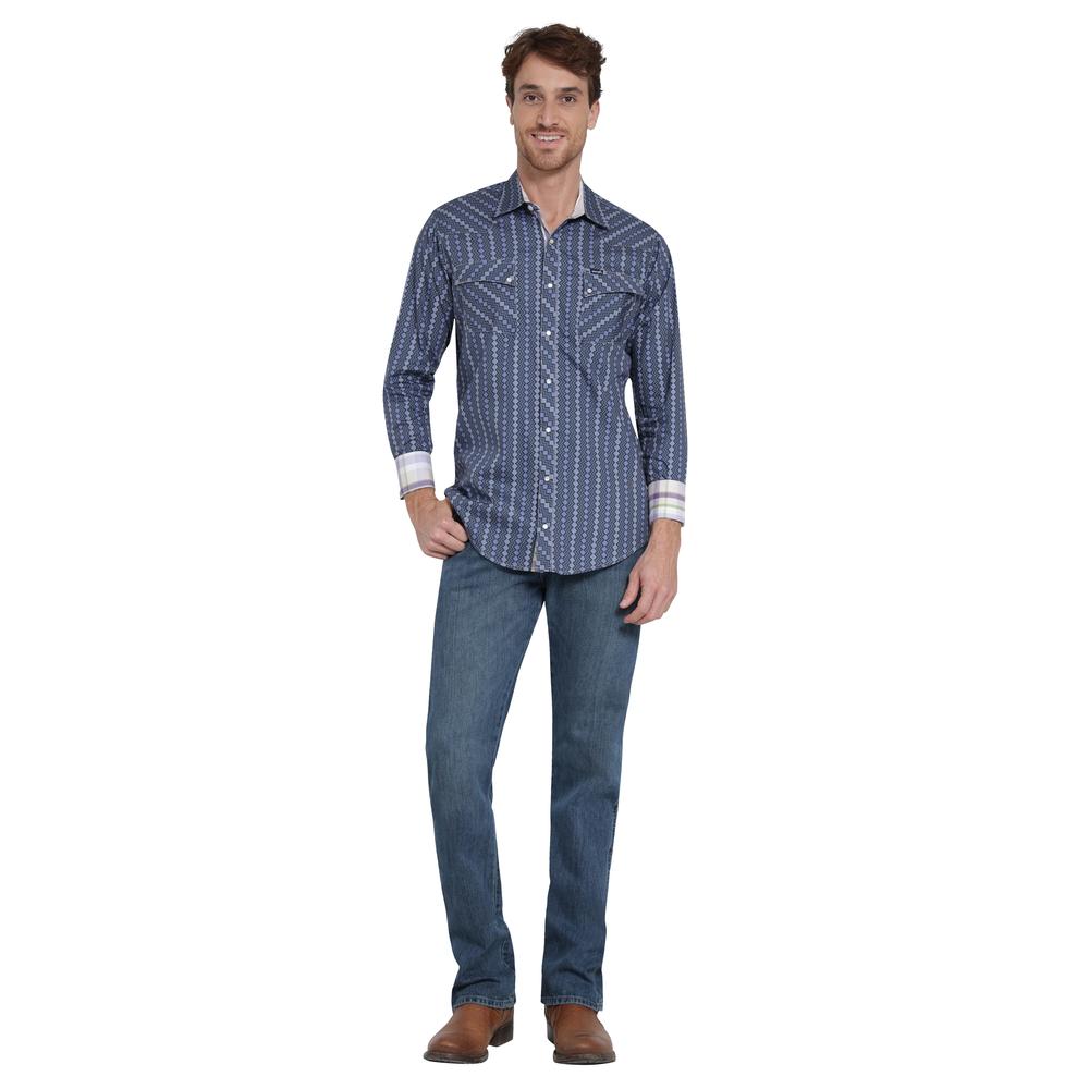 Foto 5 pulgar | Camisa Vaquera Wrangler Slim Fit Manga Larga 411 Azul para Hombre