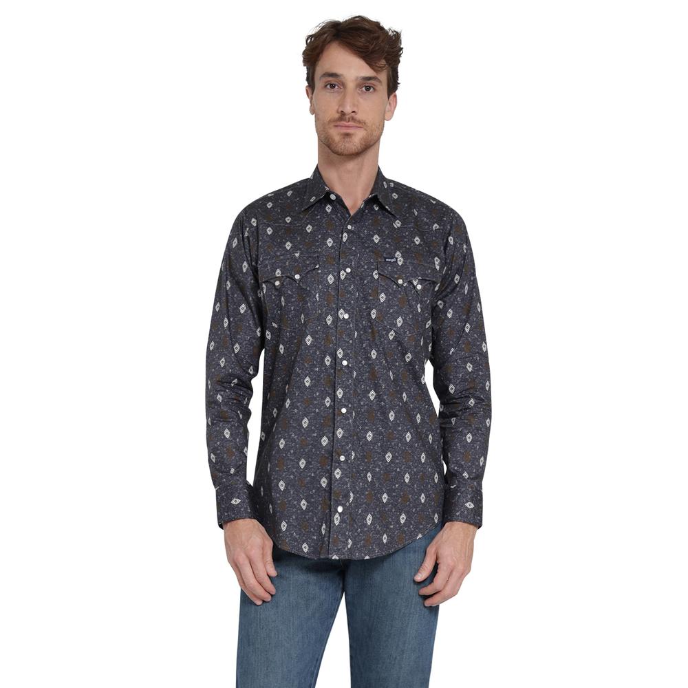 Foto 2 pulgar | Camisa Vaquera Wrangler Slim Fit Manga Larga Azul para Hombre