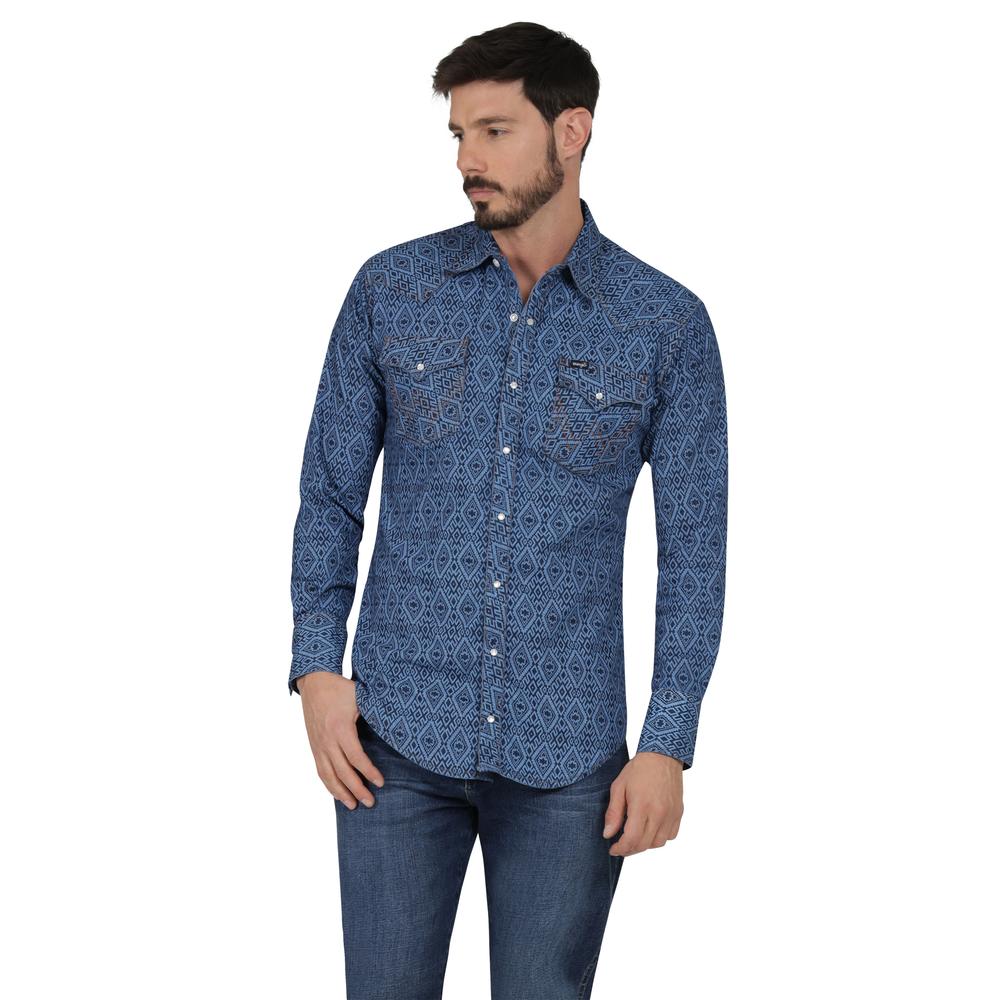 Foto 2 pulgar | Camisa Vaquera Wrangler Regular Fit Manga Larga 405 Azul