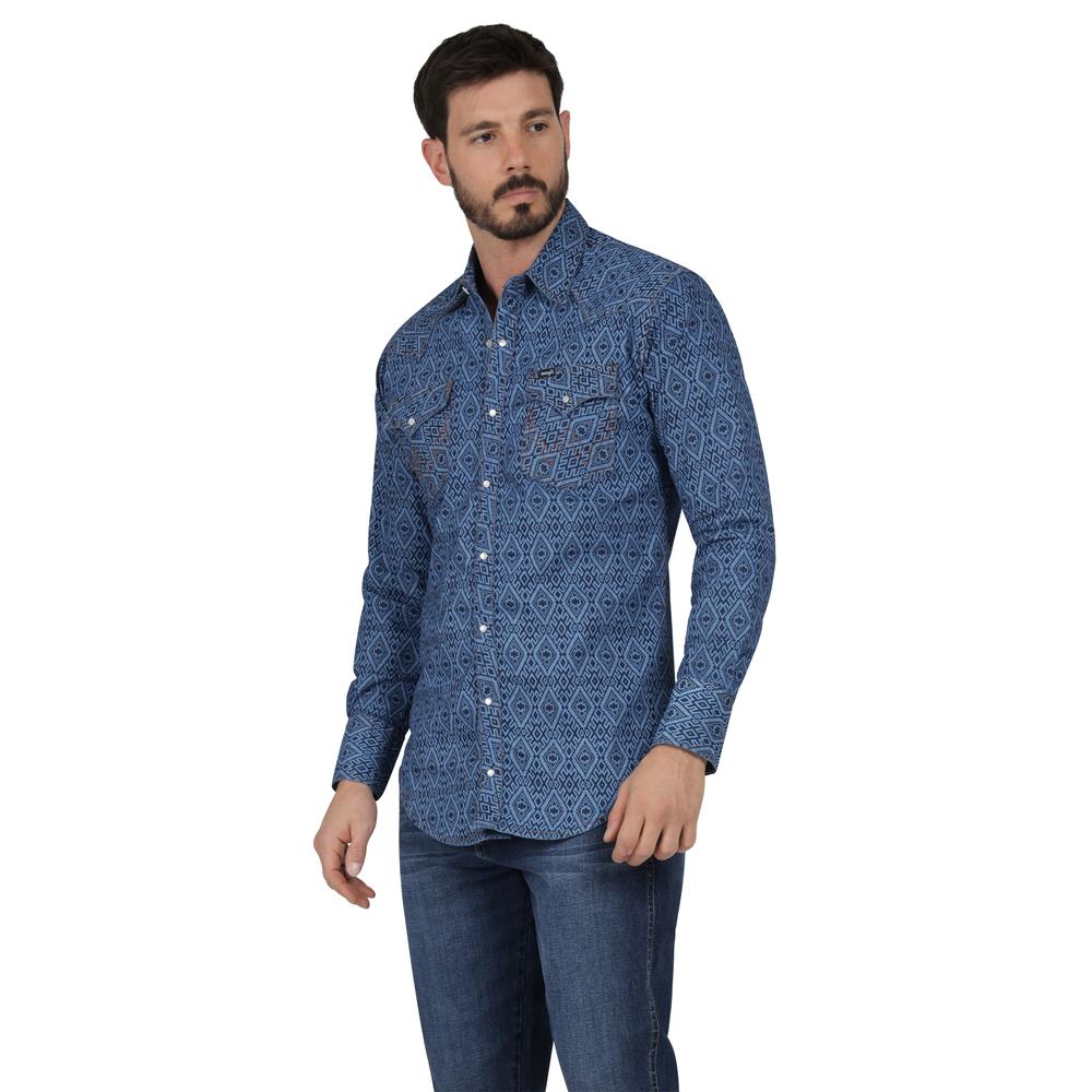 Foto 2 | Camisa Vaquera Wrangler Regular Fit Manga Larga 405 Azul