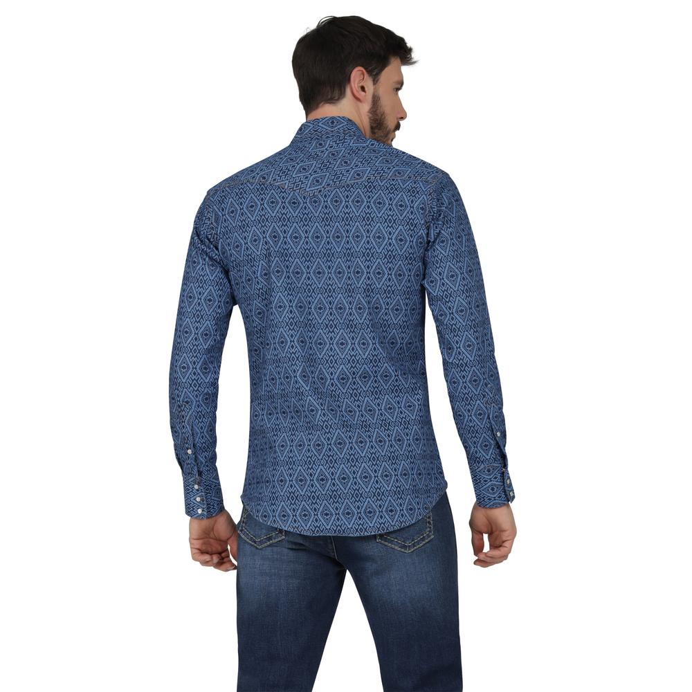 Foto 4 pulgar | Camisa Vaquera Wrangler Regular Fit Manga Larga 405 Azul