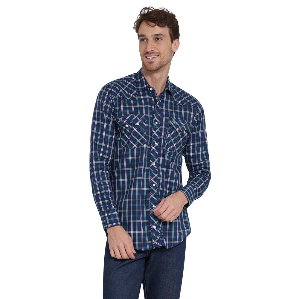 Foto 2 pulgar | Camisa Vaquera Wrangler Slim Fit Manga Larga 401 Azul Marino para Hombre