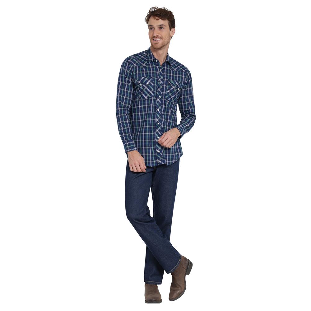 Foto 5 pulgar | Camisa Vaquera Wrangler Slim Fit Manga Larga 401 Azul Marino para Hombre