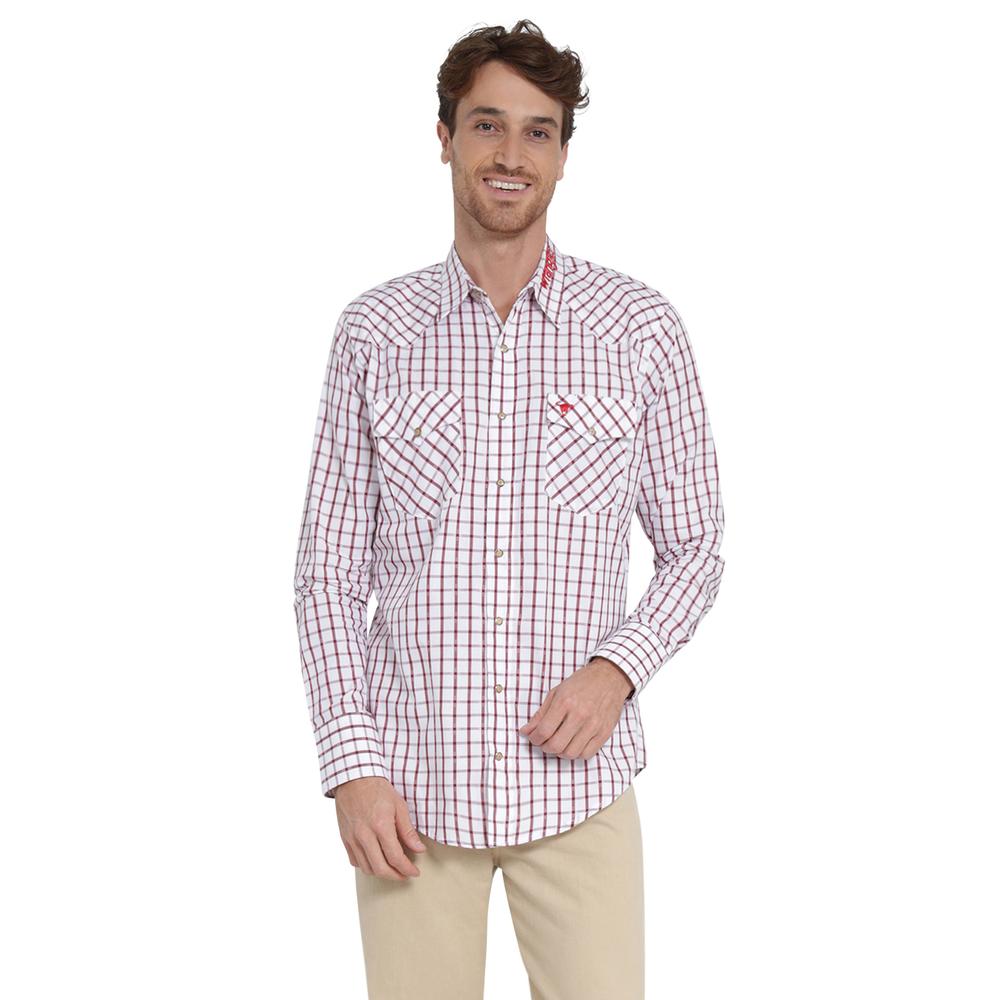 Camisa Vaquera Wrangler Regular Fit Manga Larga 401 Rojo