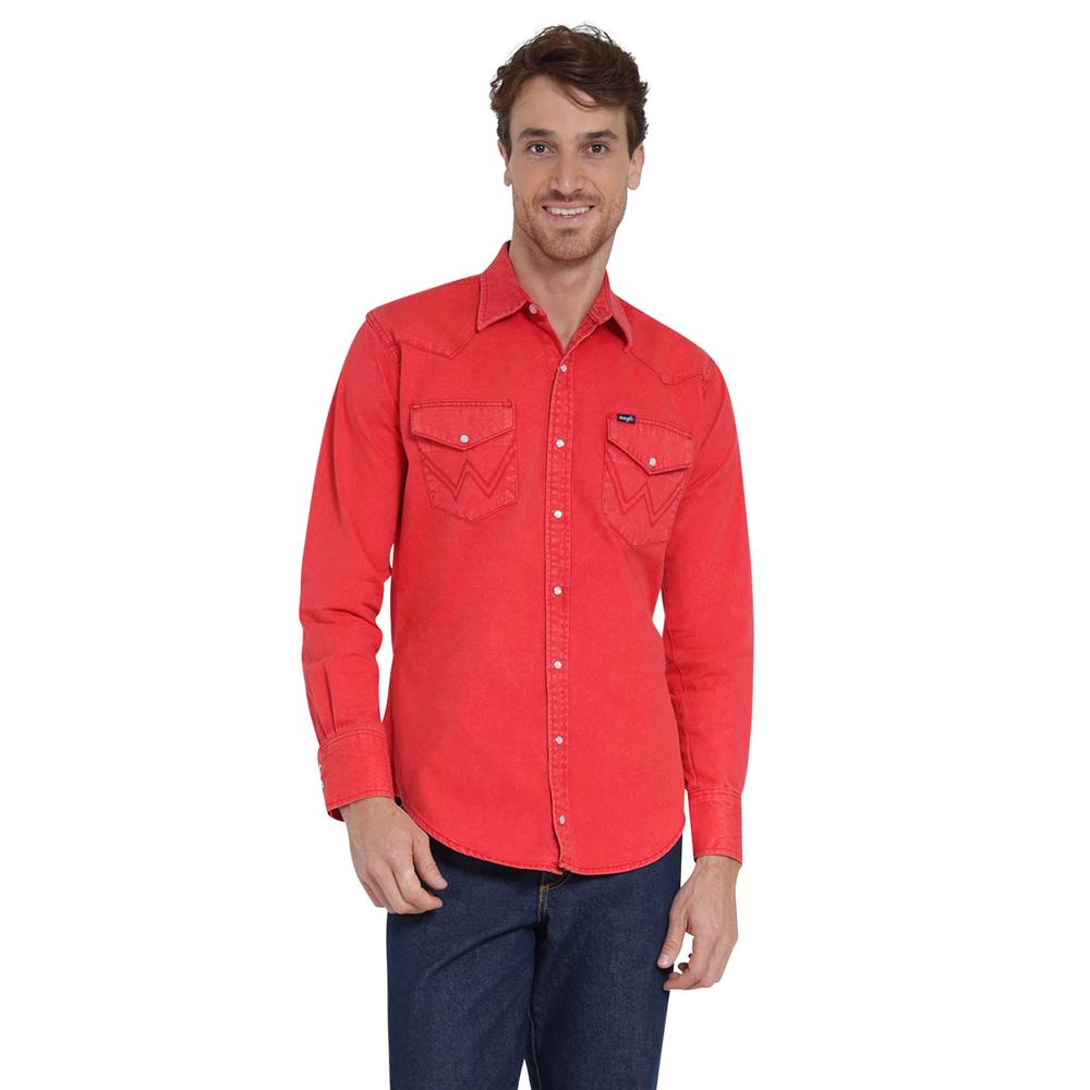 Foto 2 pulgar | Camisa Vaquera Wrangler Regular Fit Manga Larga 403 Rojo