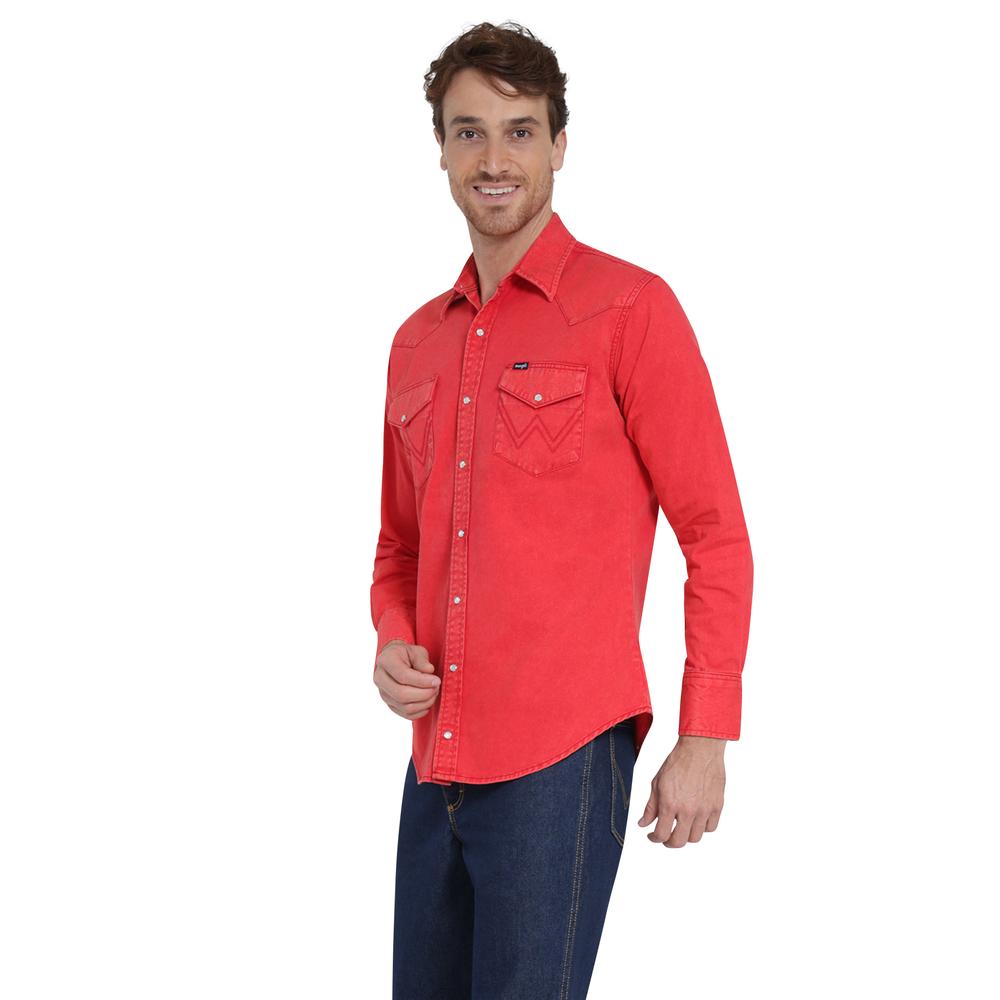 Foto 3 pulgar | Camisa Vaquera Wrangler Regular Fit Manga Larga 403 Rojo