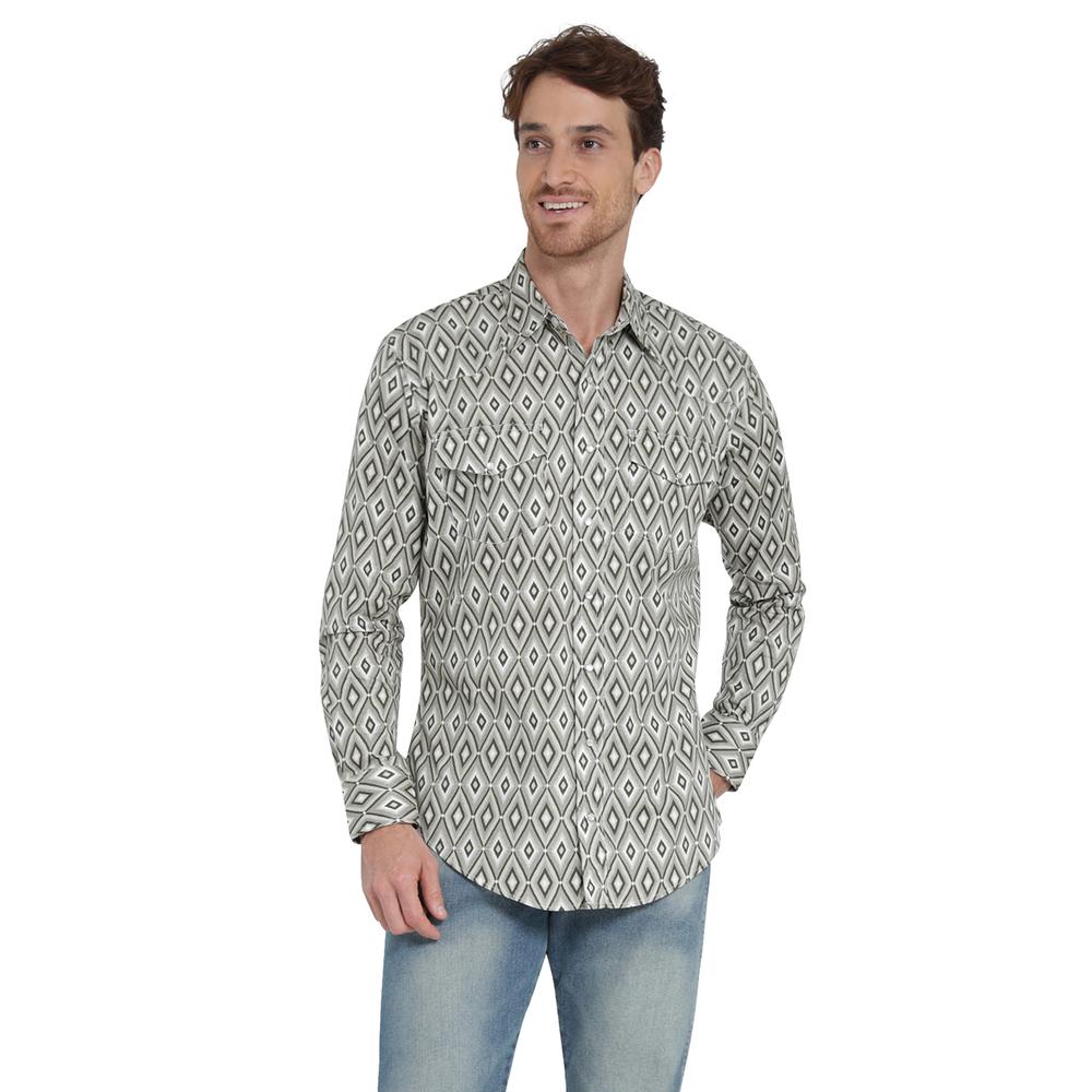 Camisa Vaquera  Wrangler Regular Fit Manga Larga 408 Café para Hombre