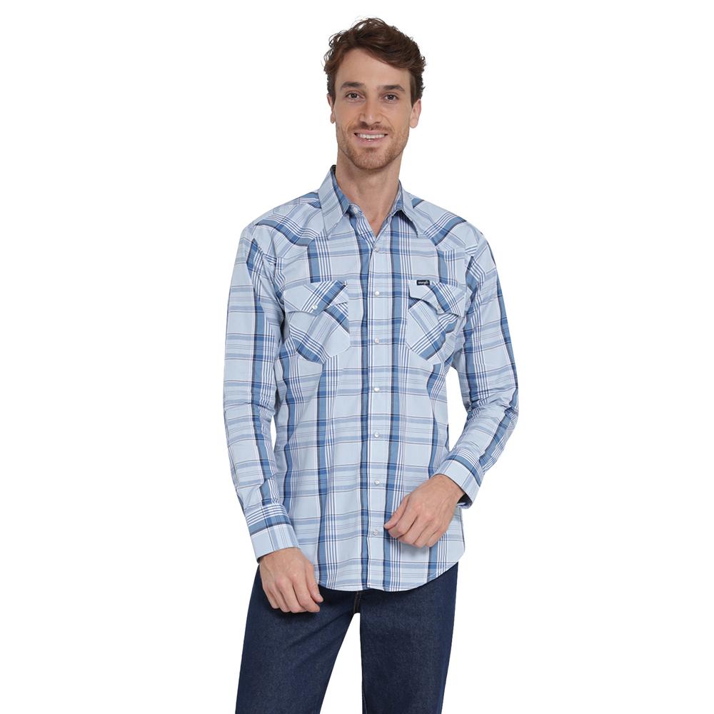 Foto 2 pulgar | Camisa Vaquera Wrangler Regular Fit Manga Larga 409 Azul