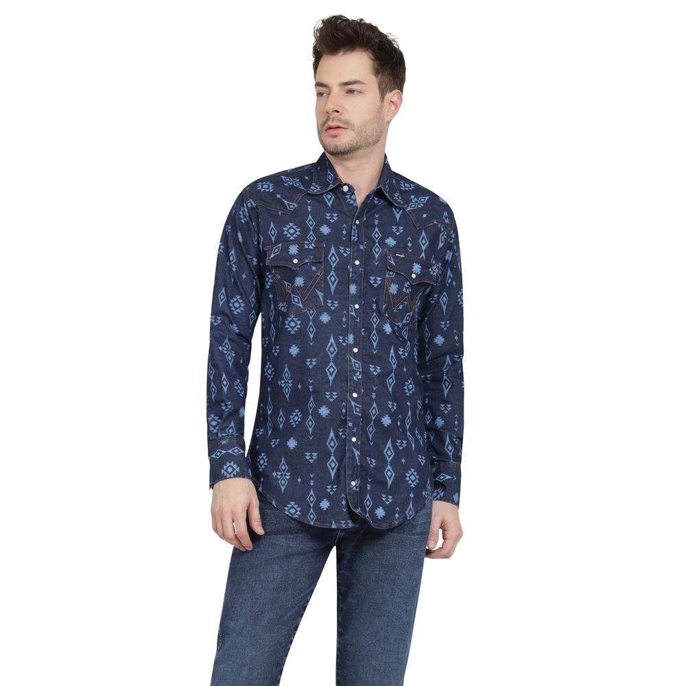 Foto 2 pulgar | Camisa Vaquera Wrangler Regular Fit Manga Larga 406 Azul