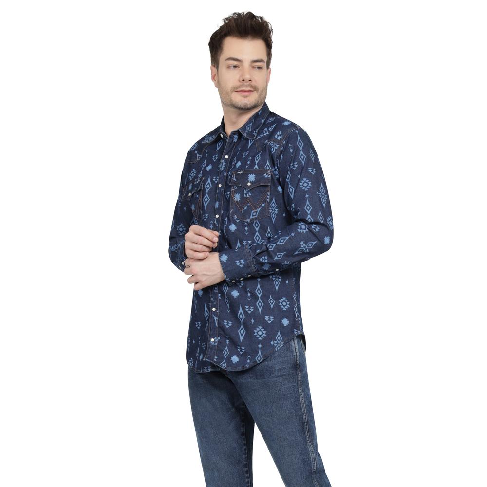 Foto 2 | Camisa Vaquera Wrangler Regular Fit Manga Larga 406 Azul