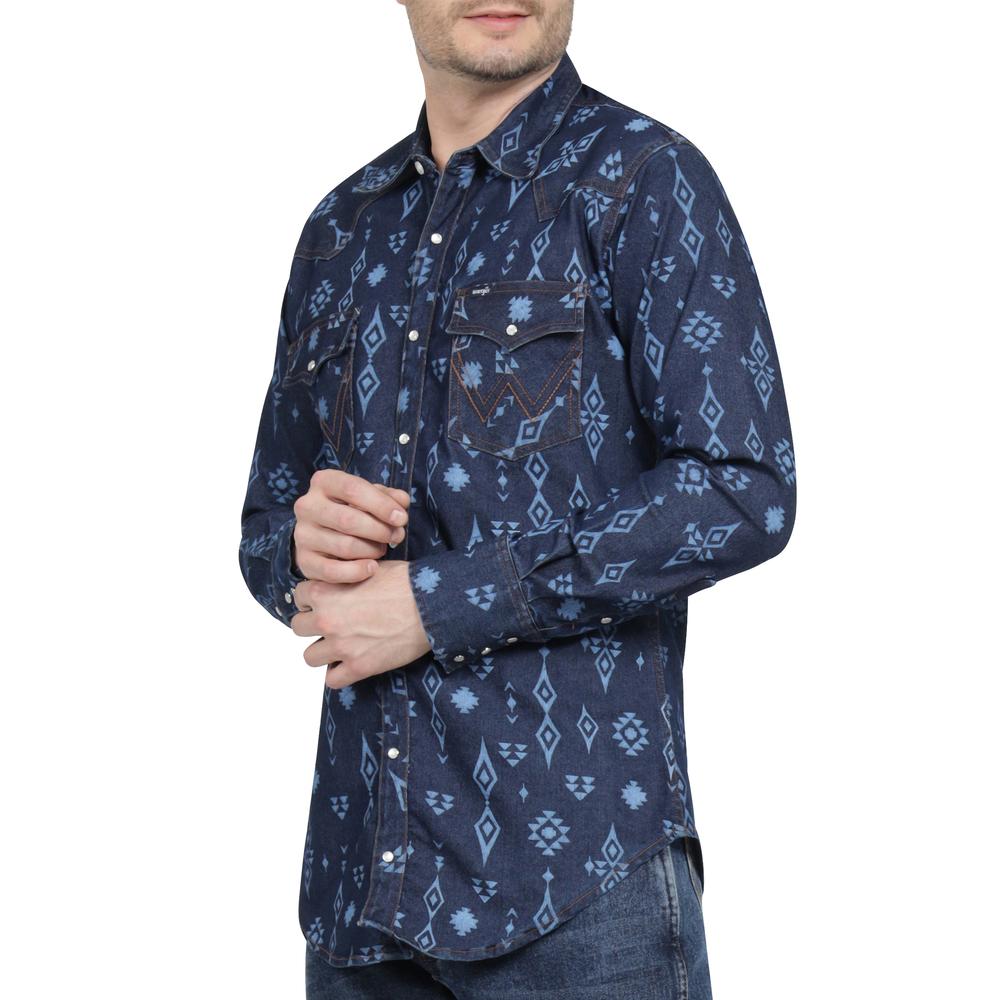 Foto 6 pulgar | Camisa Vaquera Wrangler Regular Fit Manga Larga 406 Azul