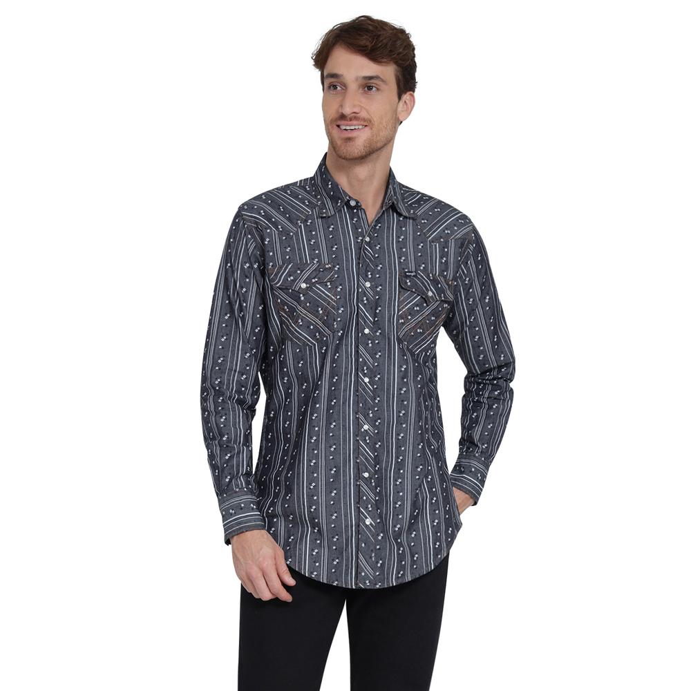 Camisa Vaquera Wrangler Regular Fit Manga Larga 404 Azul