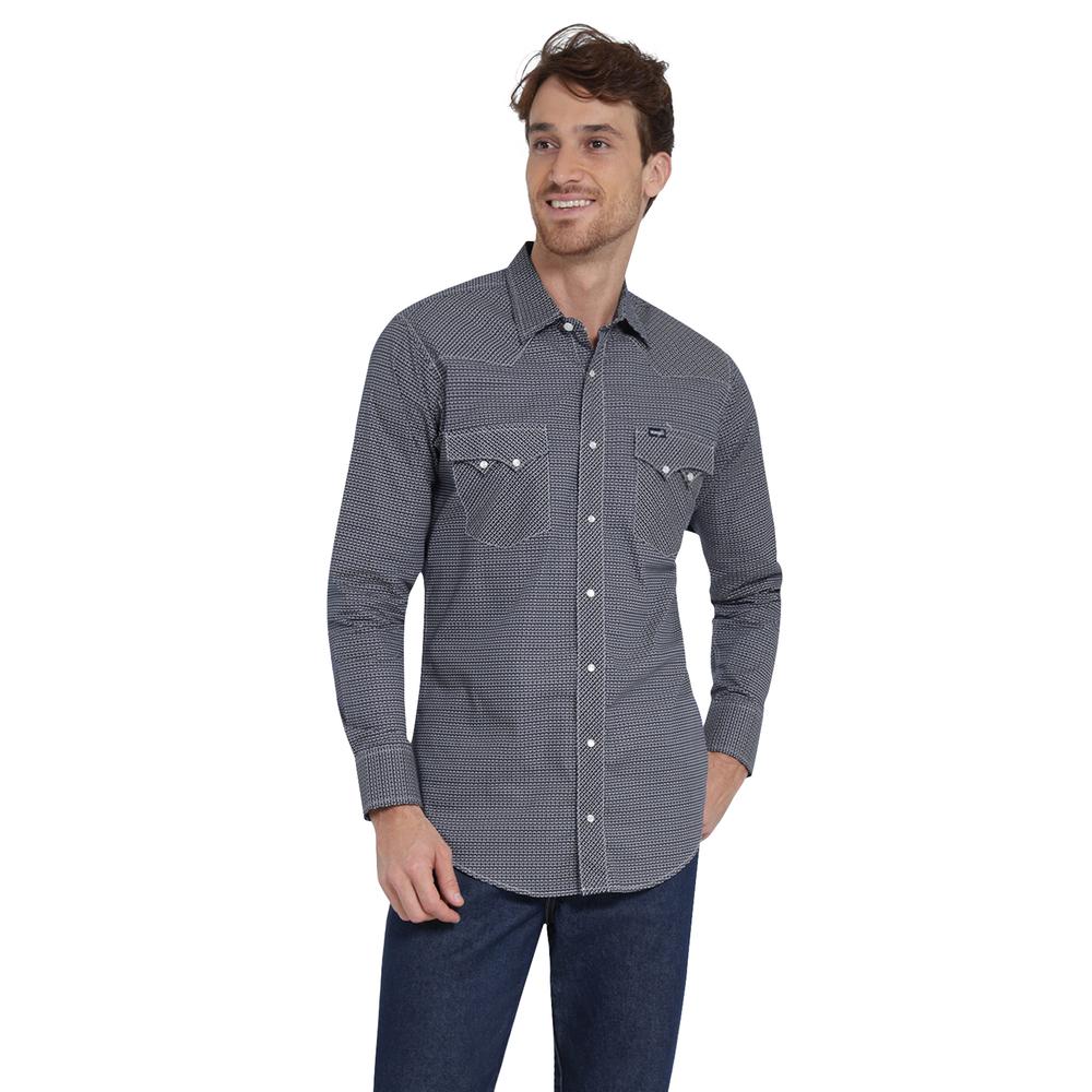 Camisa Vaquera Wrangler Slim Fit Manga Larga 407 Azul Marino