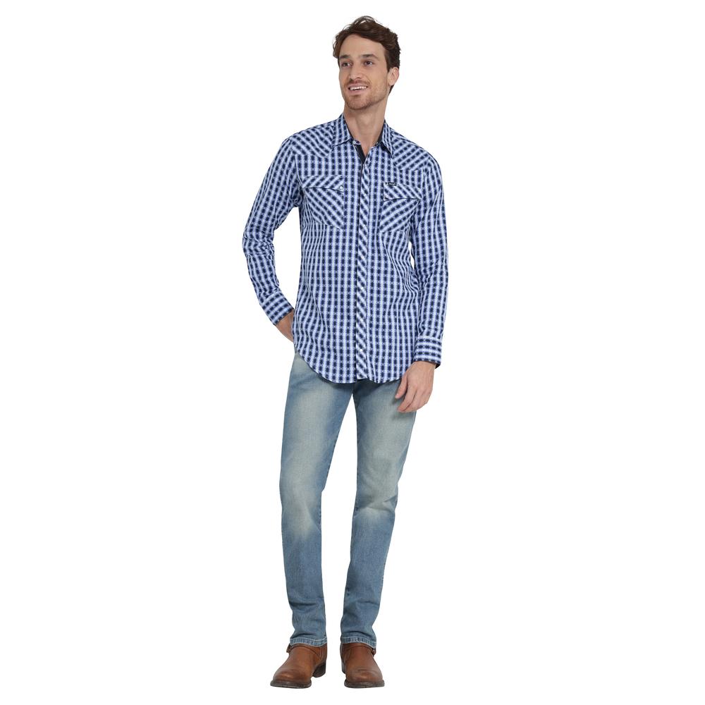 Foto 4 pulgar | Camisa Vaquera Wrangler Slim Fit Manga Larga Azul para Hombre