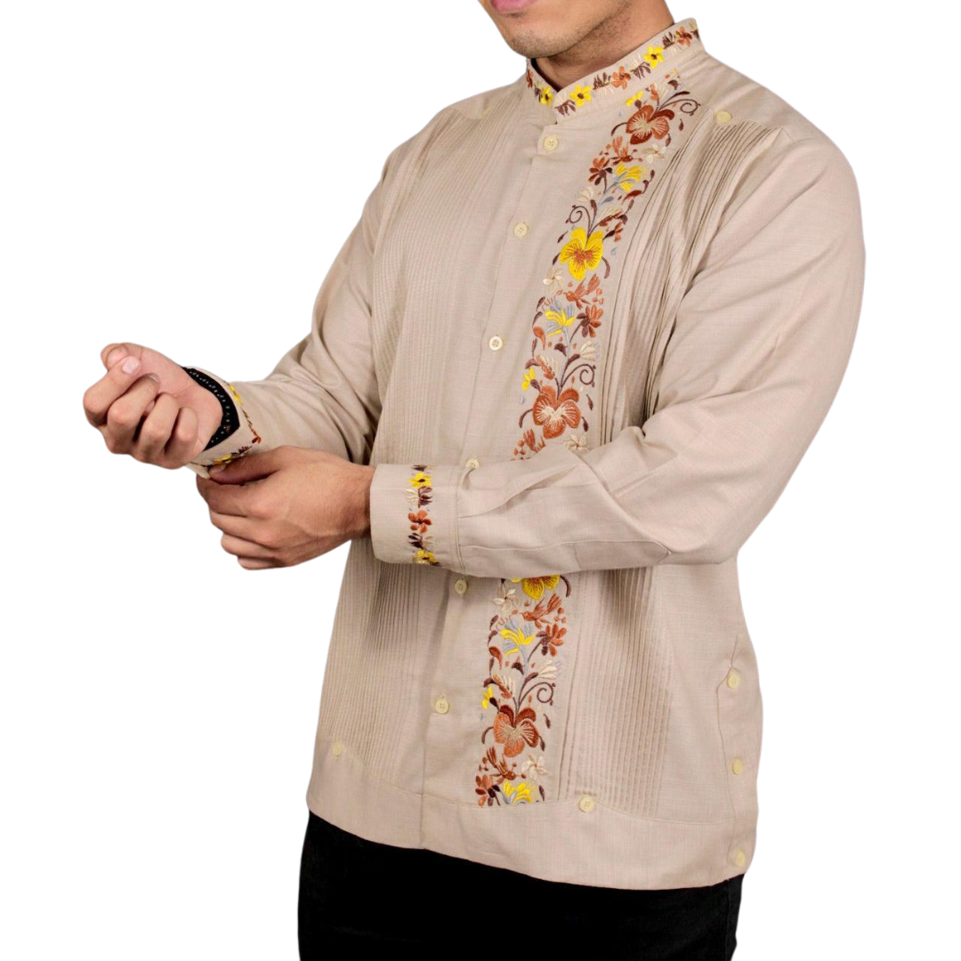 Foto 4 pulgar | Guayabera Teya Artesanal Beige para Hombre