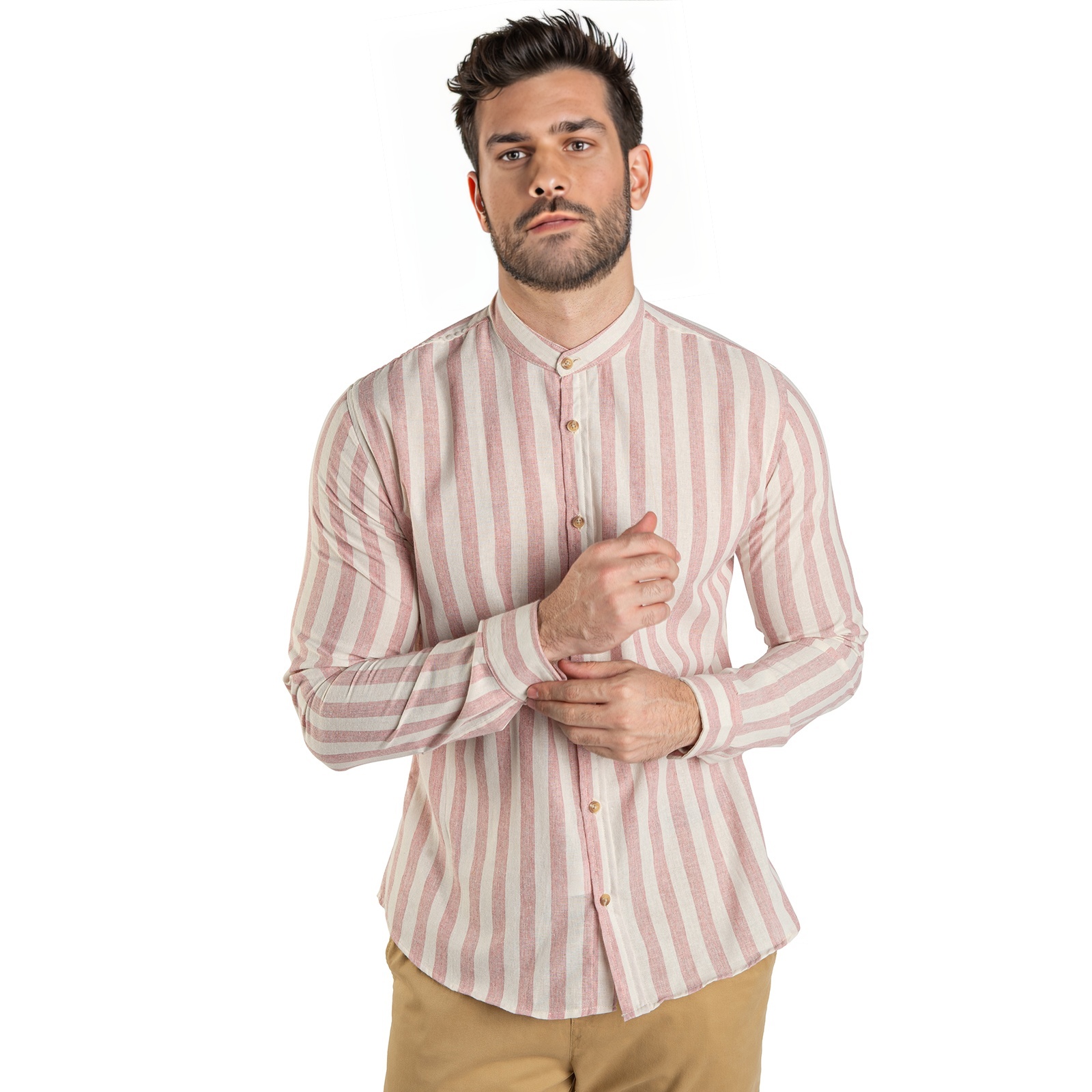 Foto 4 pulgar | Camisa CHB Chili Beans Clothing Co. Kurt a Rayas Rosas para Hombre