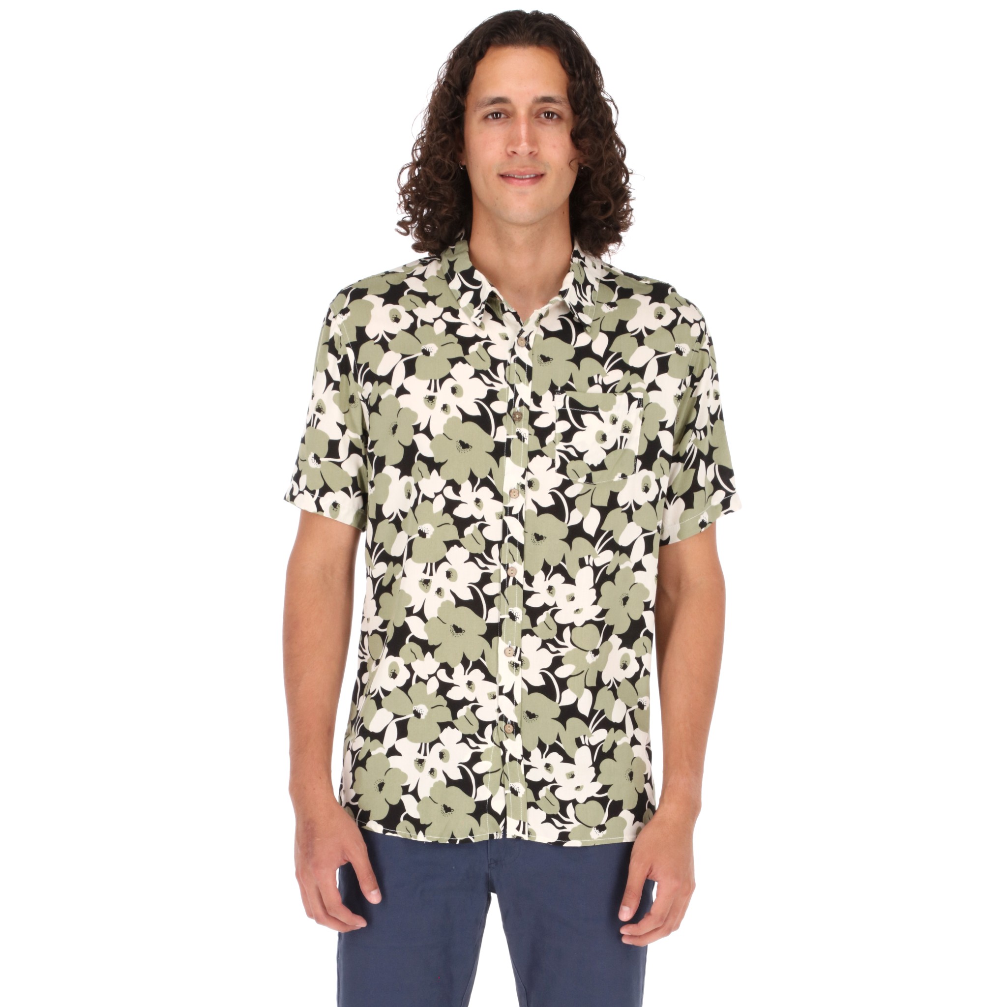 Foto 2 pulgar | Camisa Manga Corta Hawaiana Chb Chili Beans Clothing Co. Breeze Color Olivo