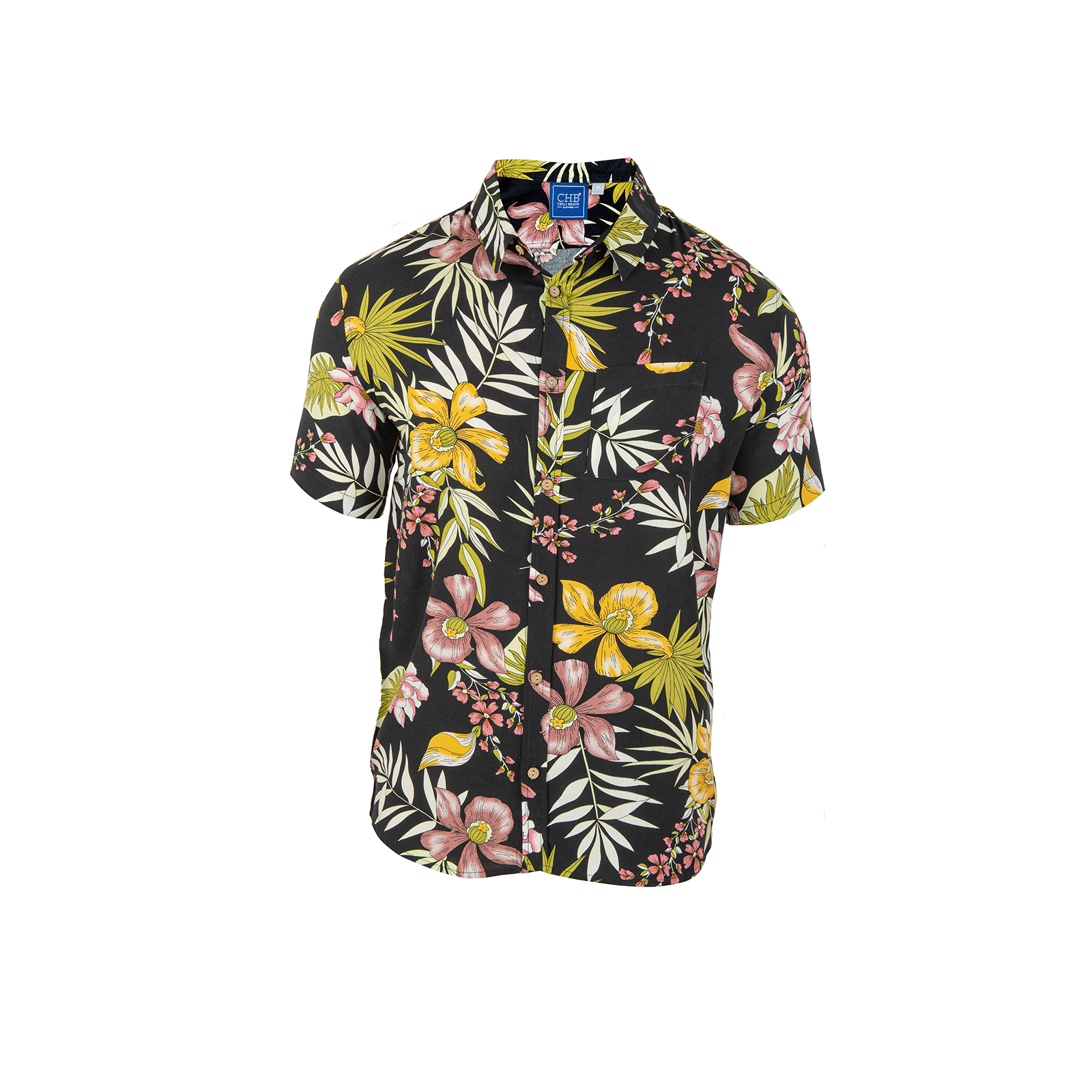 Camisa Manga Corta Hawaiana Chb Chili Beans Clothing Co. Breeze Color Negro