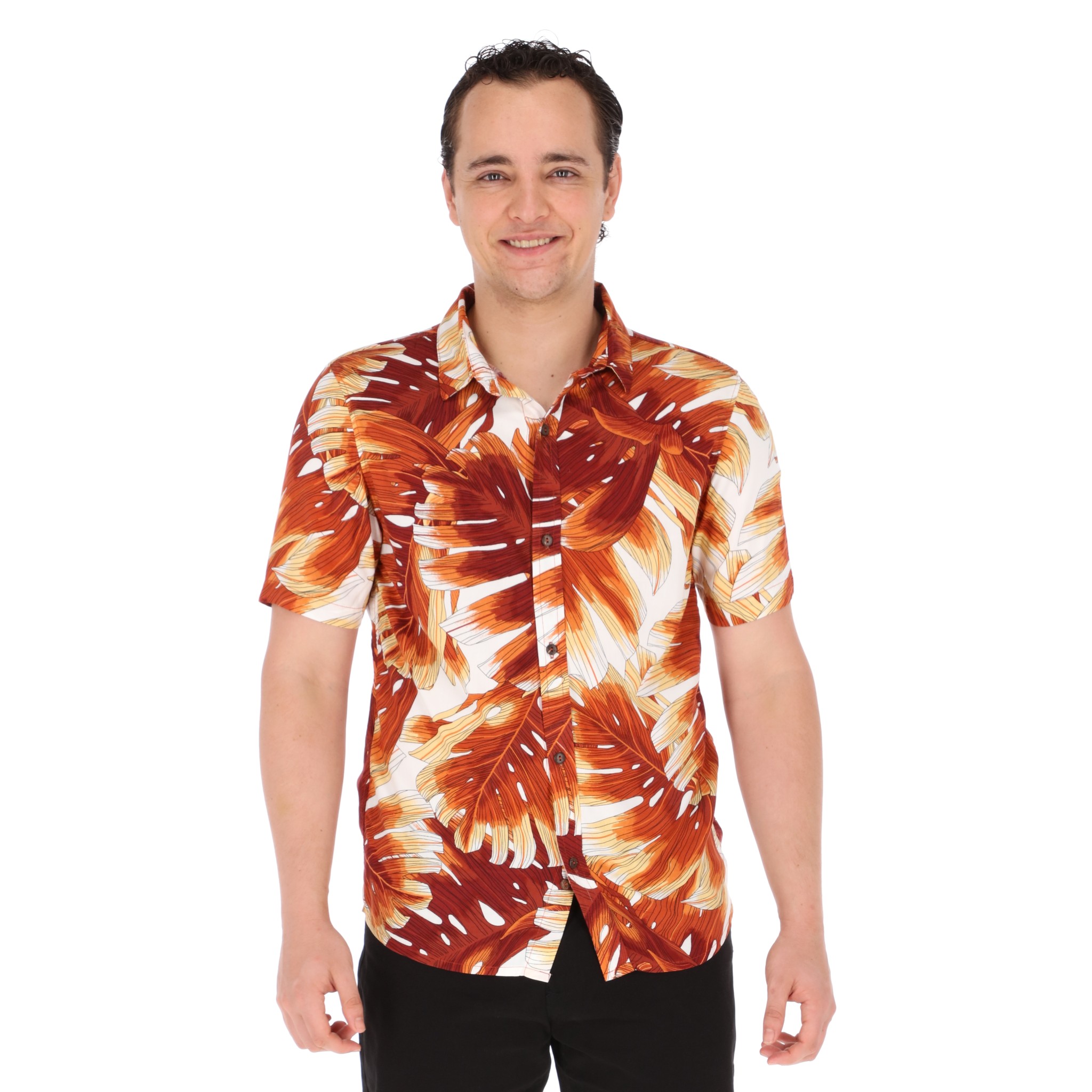 Foto 2 pulgar | Camisa Hawaiana Chb Chili Beans Clothing Co. Aloha Color Naranja