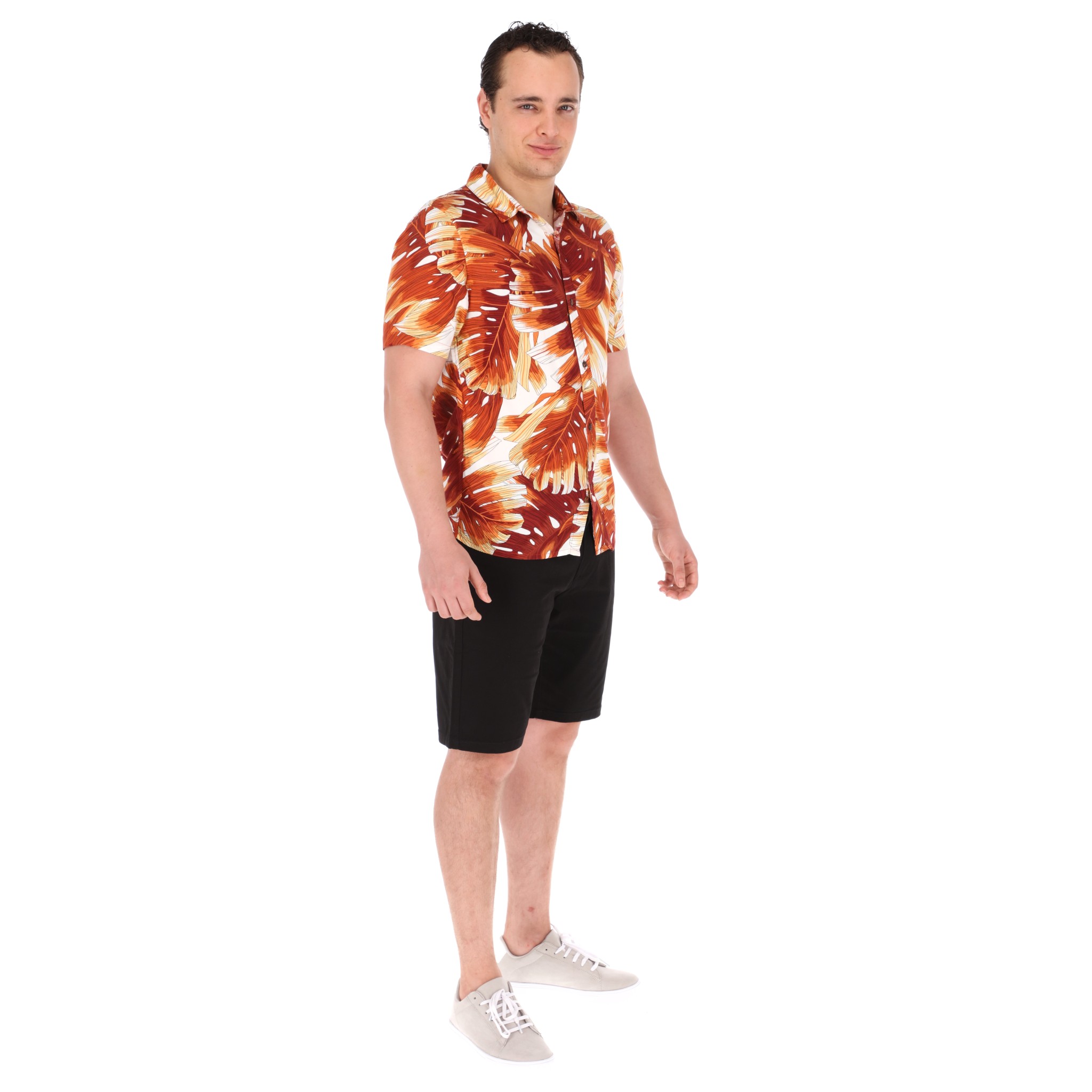 Foto 4 pulgar | Camisa Hawaiana Chb Chili Beans Clothing Co. Aloha Color Naranja