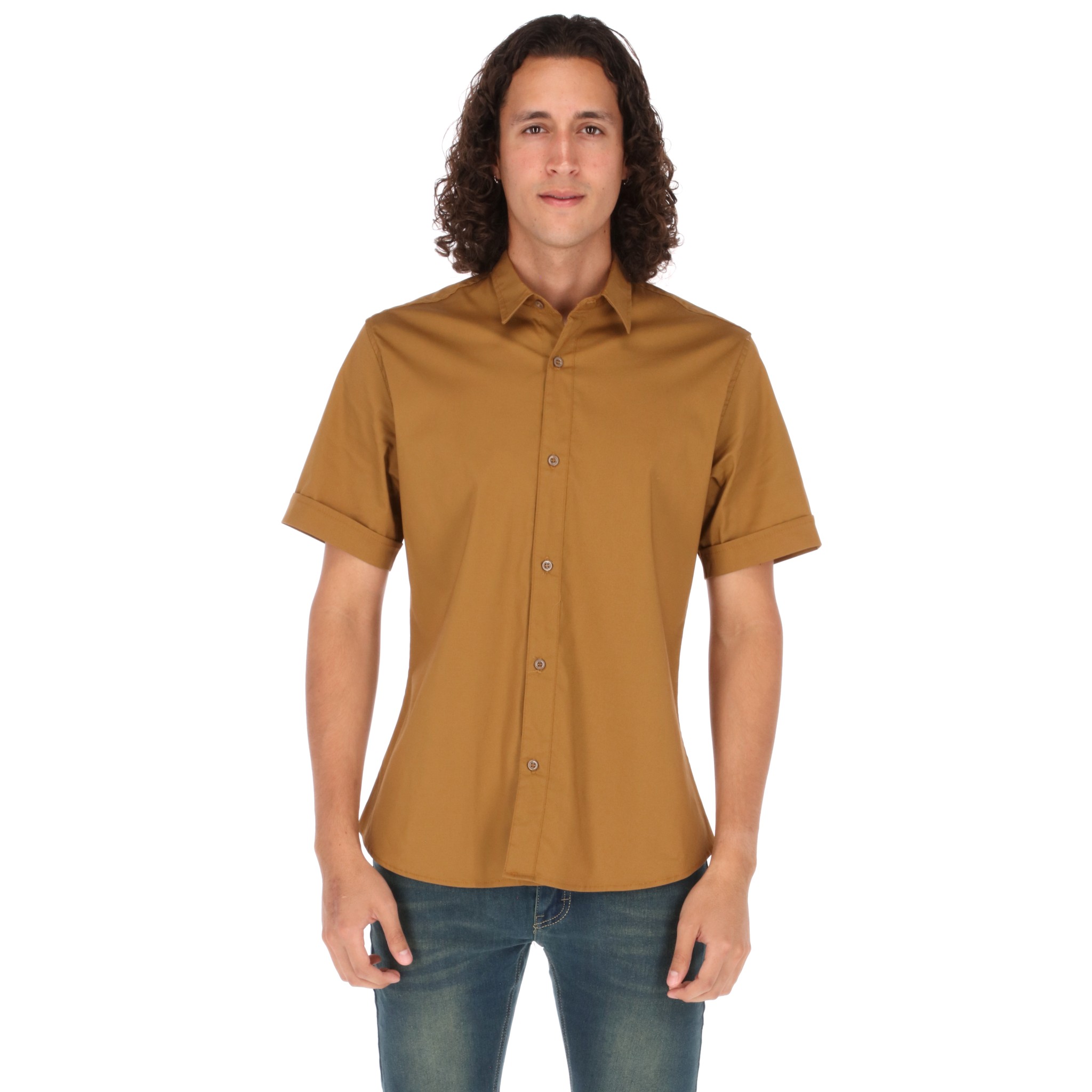 Foto 2 pulgar | Camisa Manga Corta Stretch Chb Chili Beans Clothing Co. Camibast Color Ocre