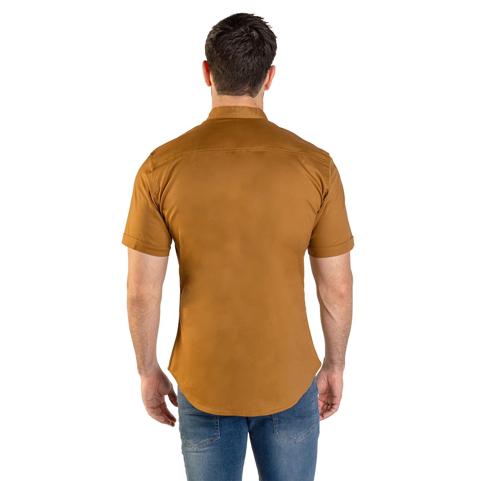 Foto 4 pulgar | Camisa Manga Corta Cuello Mao Chb Chili Beans Clothing Co. Peach Color Ocre