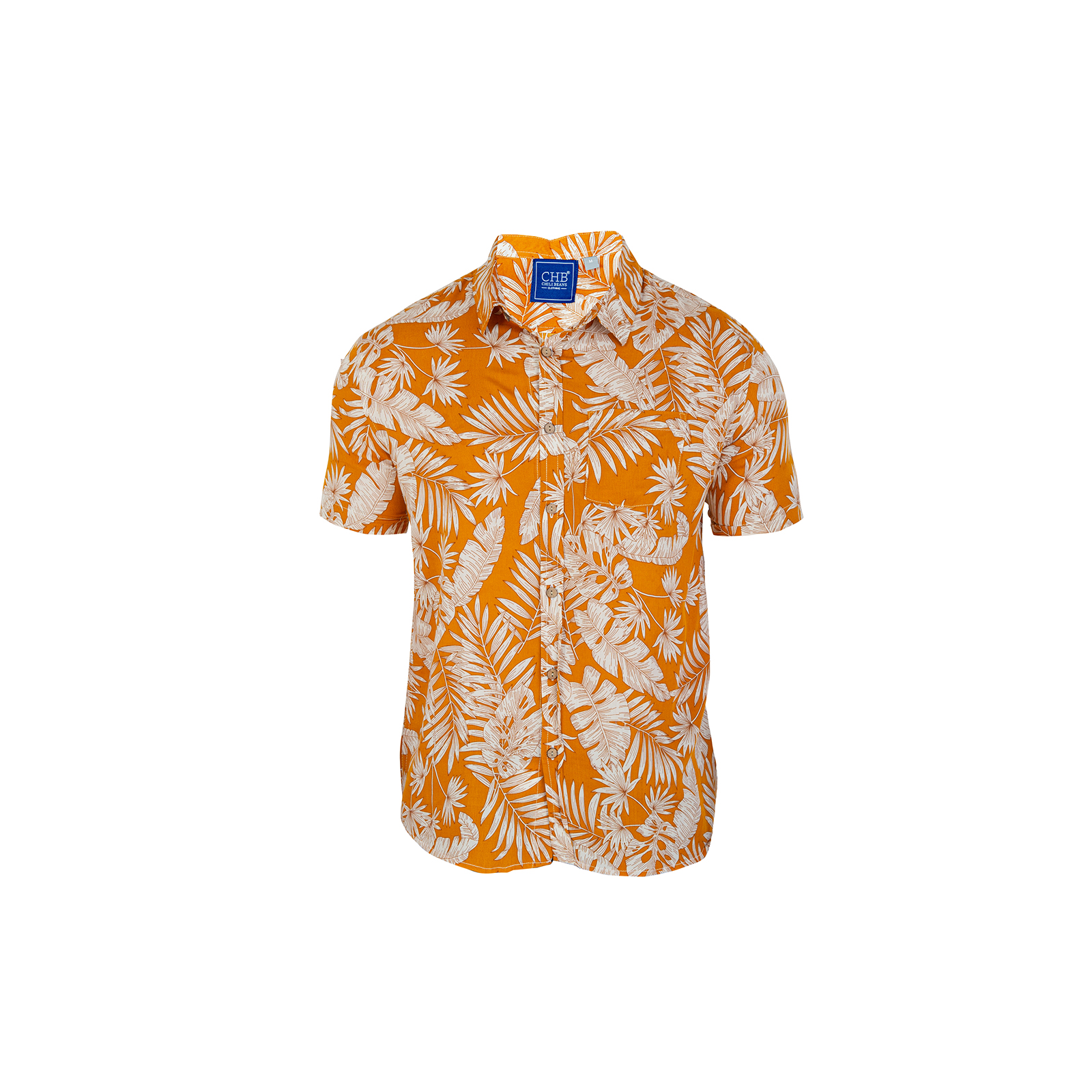 Camisa Manga Corta Hawaiana Chb Chili Beans Clothing Co. Tropi Color Mostaza