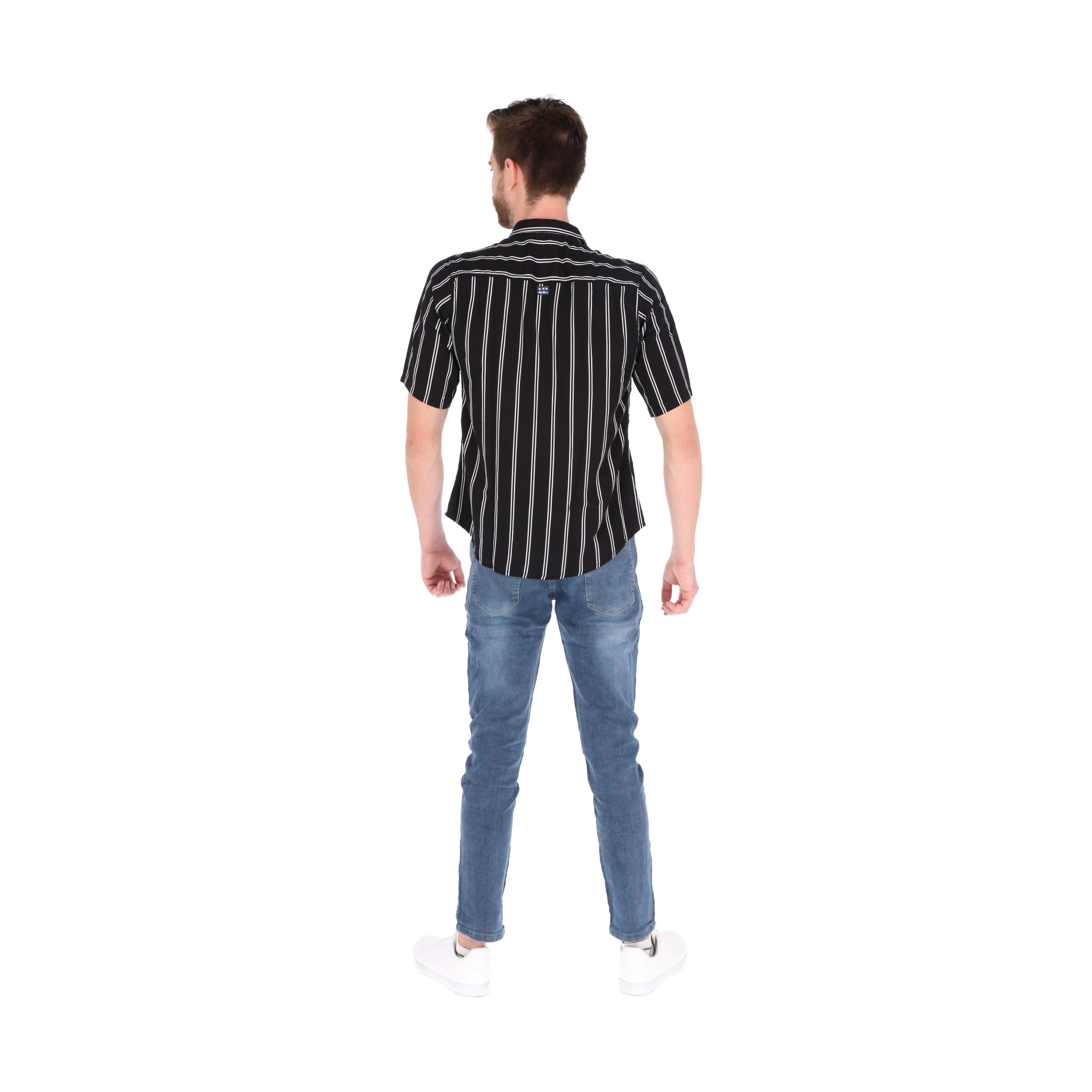 Foto 4 pulgar | Camisa Manga Corta Rayada Chb Chili Beans Clothing Co. Neo Color Negro