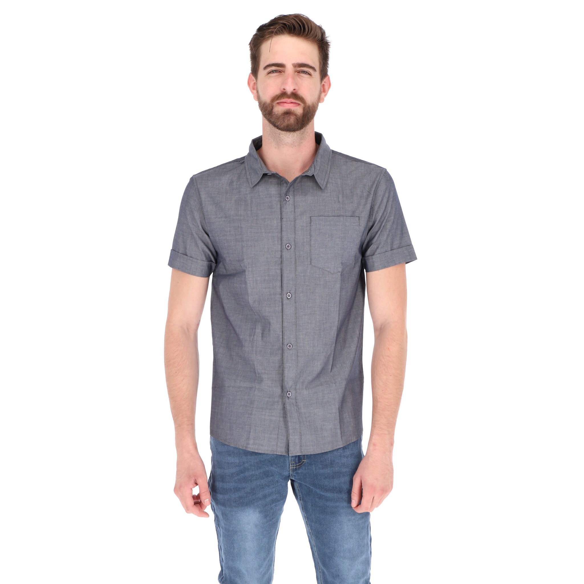 Camisa Manga Corta Chb Chili Beans Clothing Co. Chambray Color Azul Marino $364