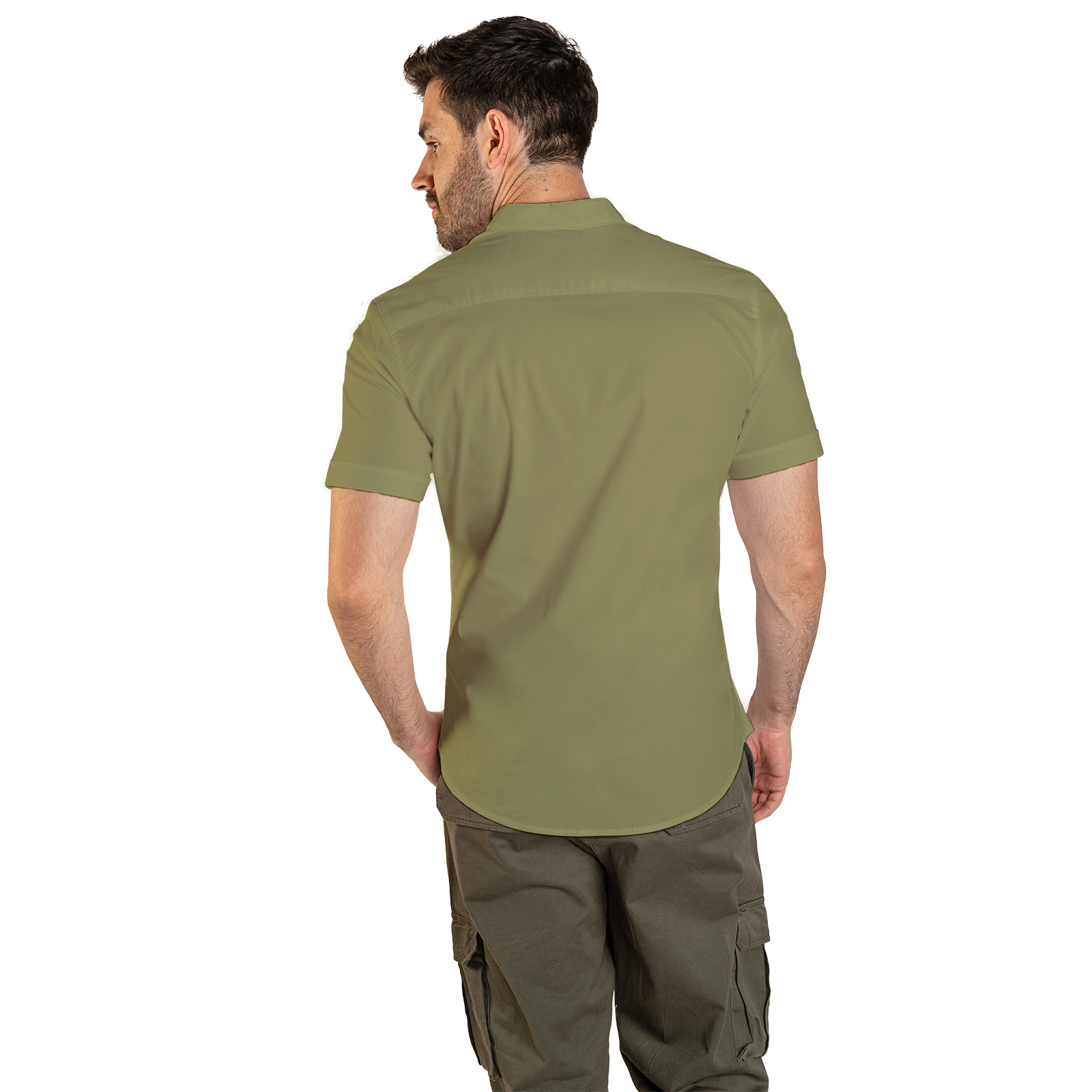 Foto 4 pulgar | Camisa Manga Corta Cuello Mao Chb Chili Beans Clothing Co. Peach Color Verde Militar