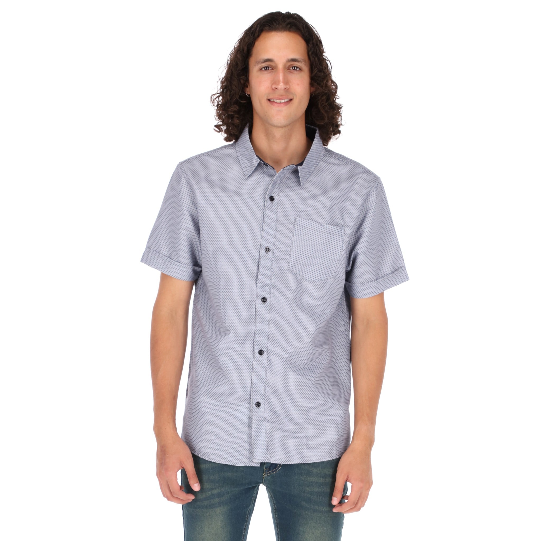 Camisa Manga Corta Con Patrón Minimalista Chb Chili Beans Clothing Co. Paisley Color Gris Oxford $364