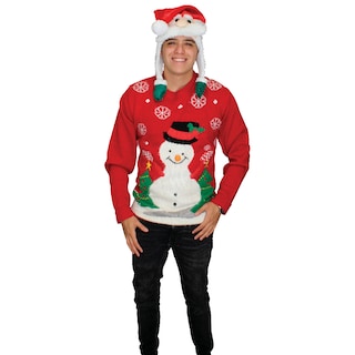 Foto 1 | Ugly Sweater Rev Suéter Navideño De Muñeco De Nieve Color Rojo Para Navidad