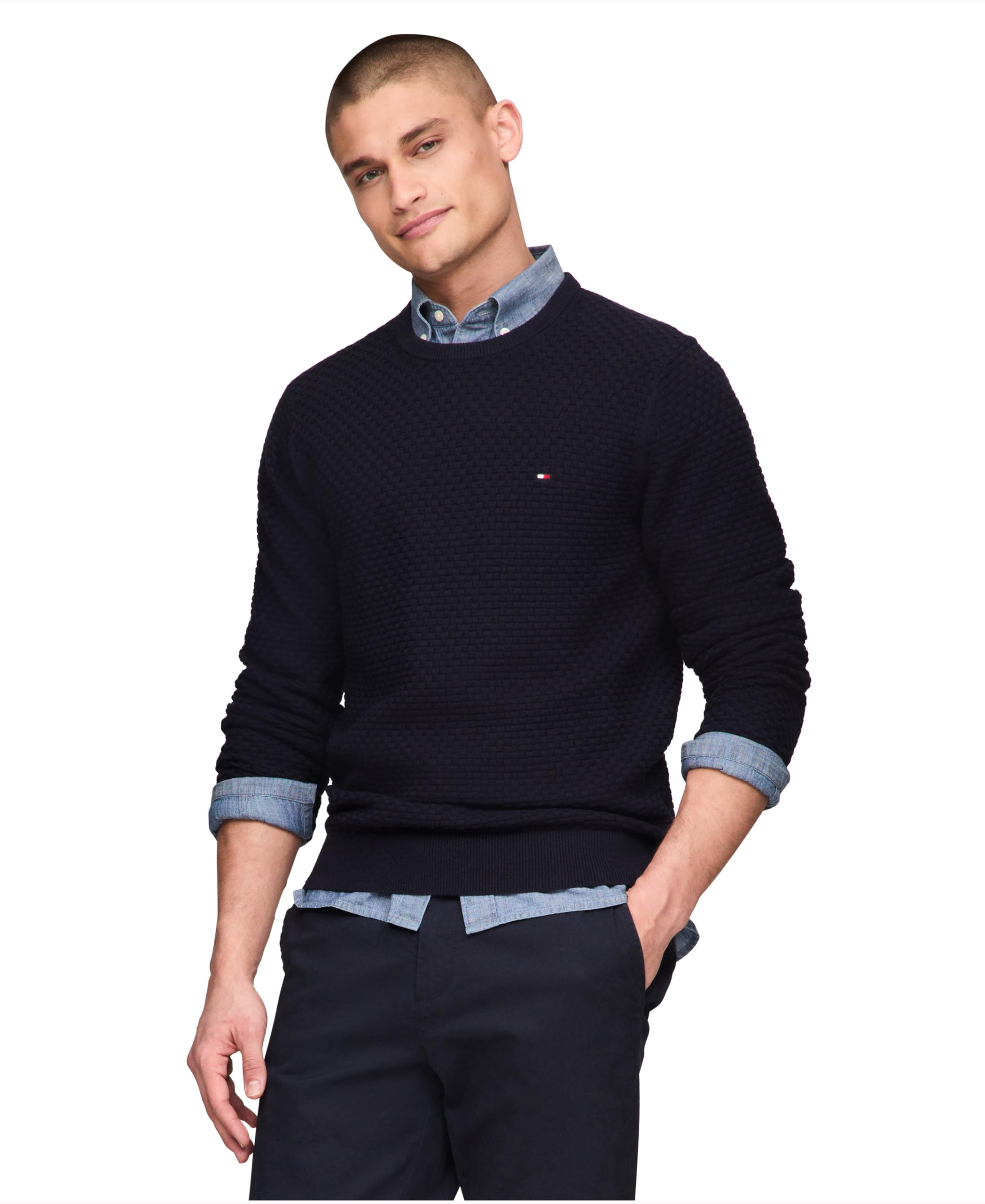 Foto 2 pulgar | Jersey Tommy Hilfiger Con Cuello Redondo Estructurado 9gg Para Hombre - Venta Internacional.