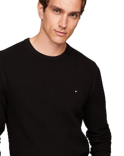Foto 2 | Jersey Tommy Hilfiger Para Hombre, Cuello Redondo Estructurado 9gg, Negro - Venta Internacional.