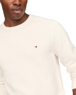 Foto 2 | Jersey Tommy Hilfiger Para Hombre Con Cuello Redondo Estructurado 9gg, Color Marfil - Venta Internacional.