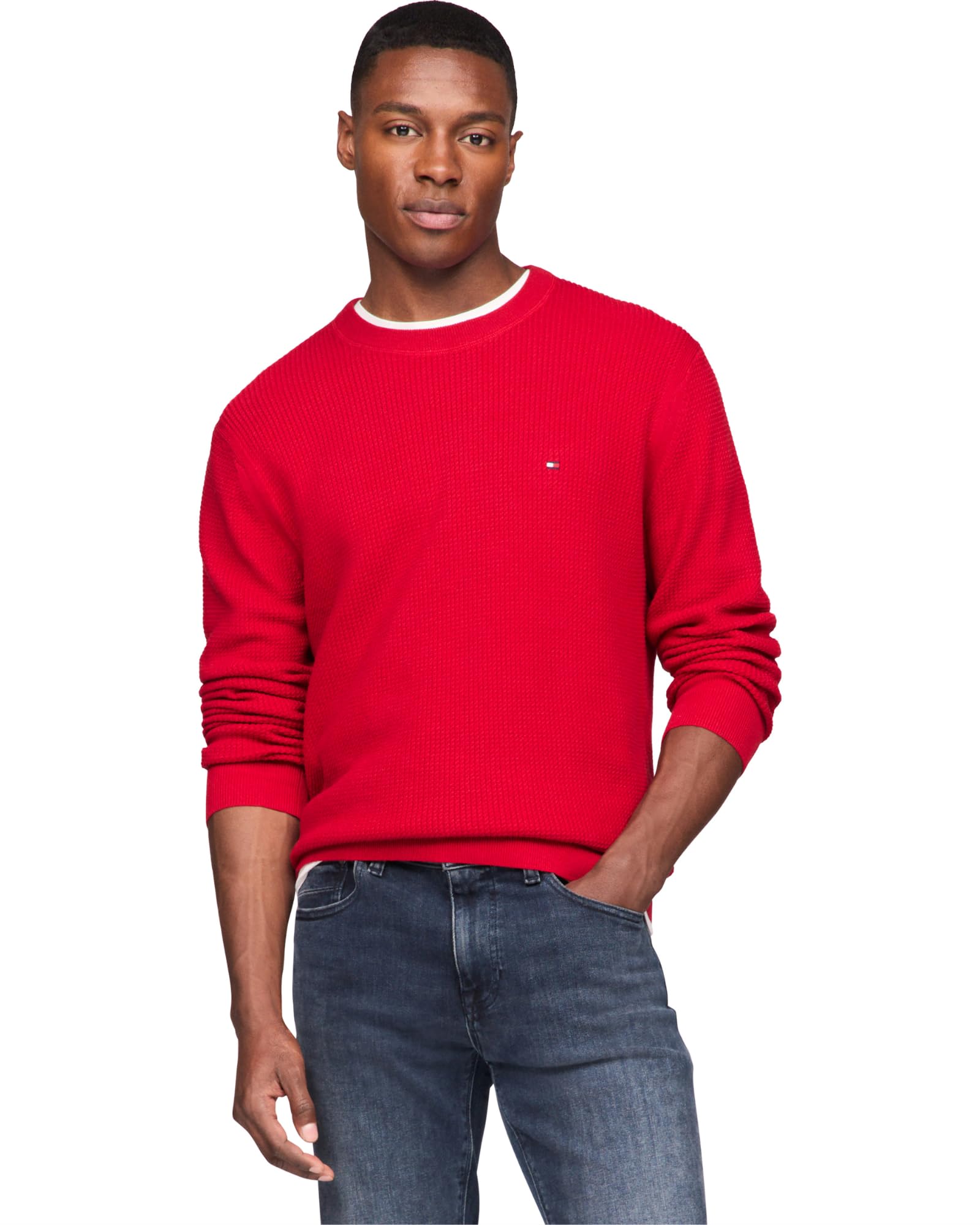 Foto 2 pulgar | Jersey Tommy Hilfiger Con Cuello Redondo Estructurado 9gg Para Hombre - Venta Internacional.