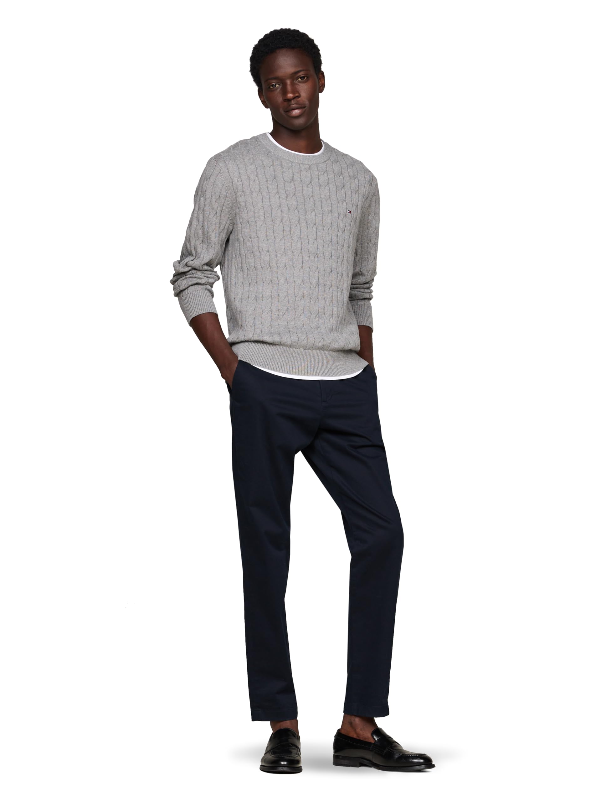 Foto 5 pulgar | Jersey Tommy Hilfiger Para Hombre, Algodón, Cuello Redondo, Gris - Venta Internacional.